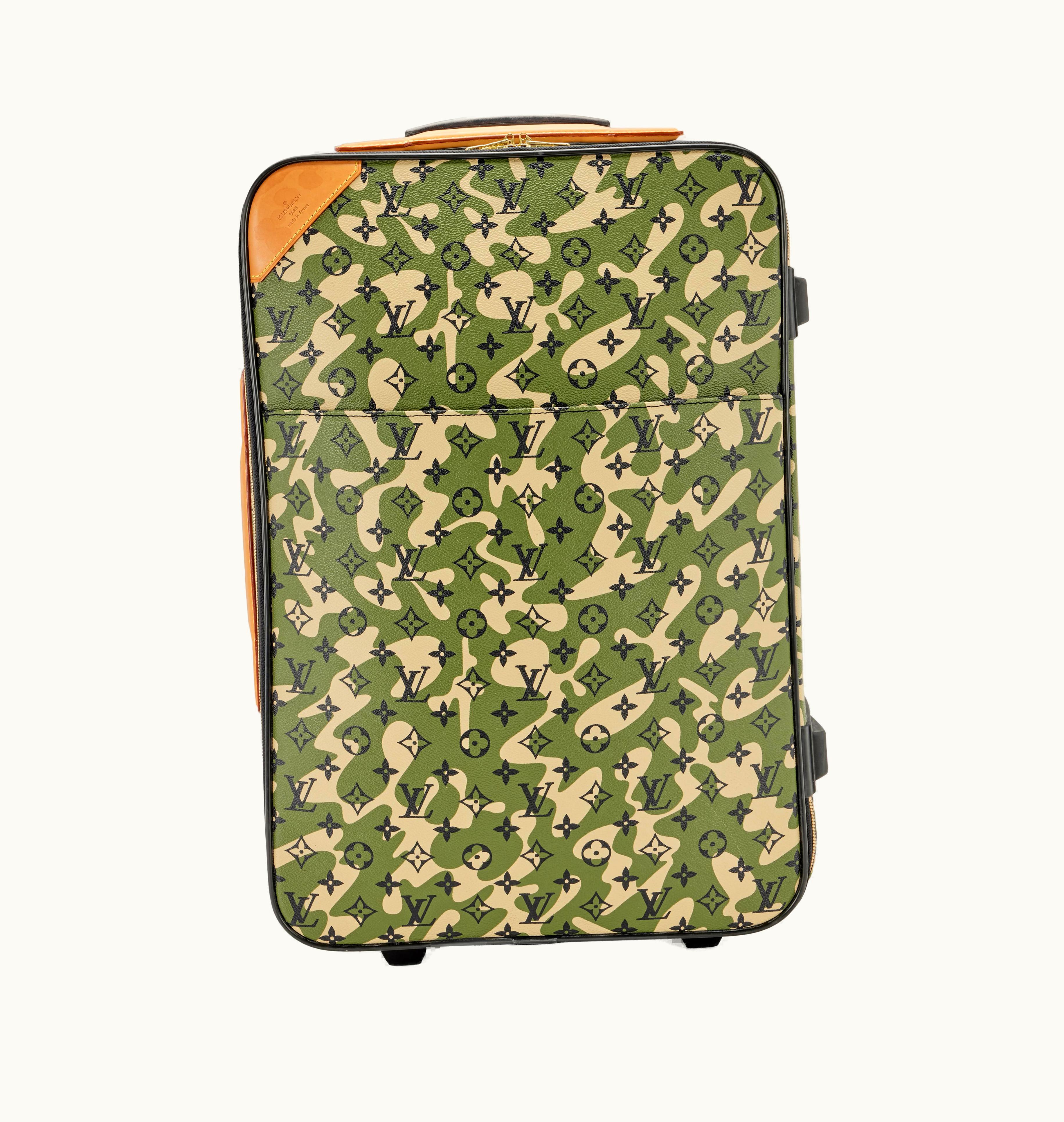 Louis Vuitton Louis Vuitton Takashi Murakami Green Monogramouflage Coated Canvas Pegase 60 Rolling Luggage, 2008