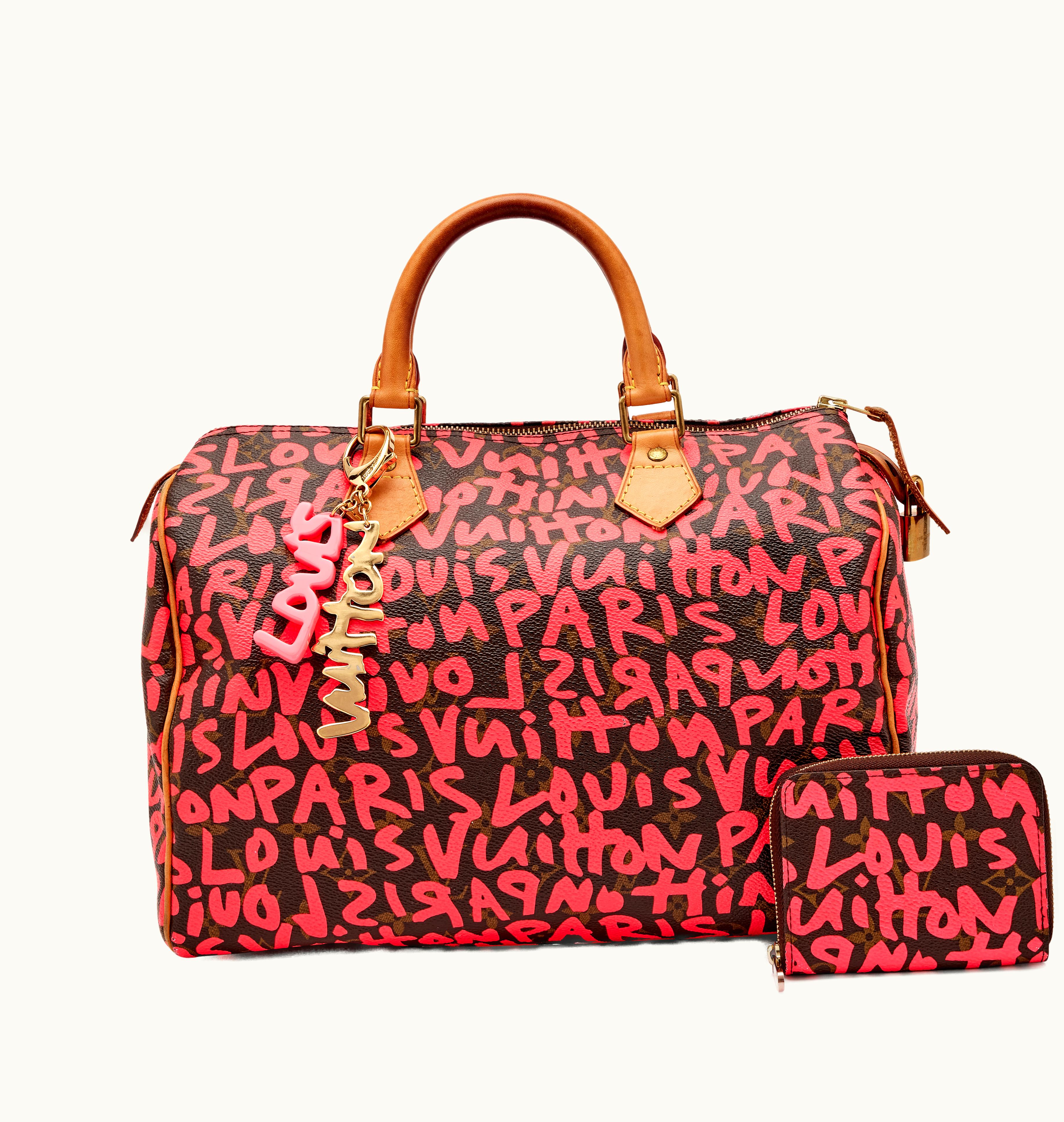 Louis Vuitton Louis Vuitton Graffiti Speedy 30 Gold Hardware, Graffiti Zip Wallet, and Charm, 2009