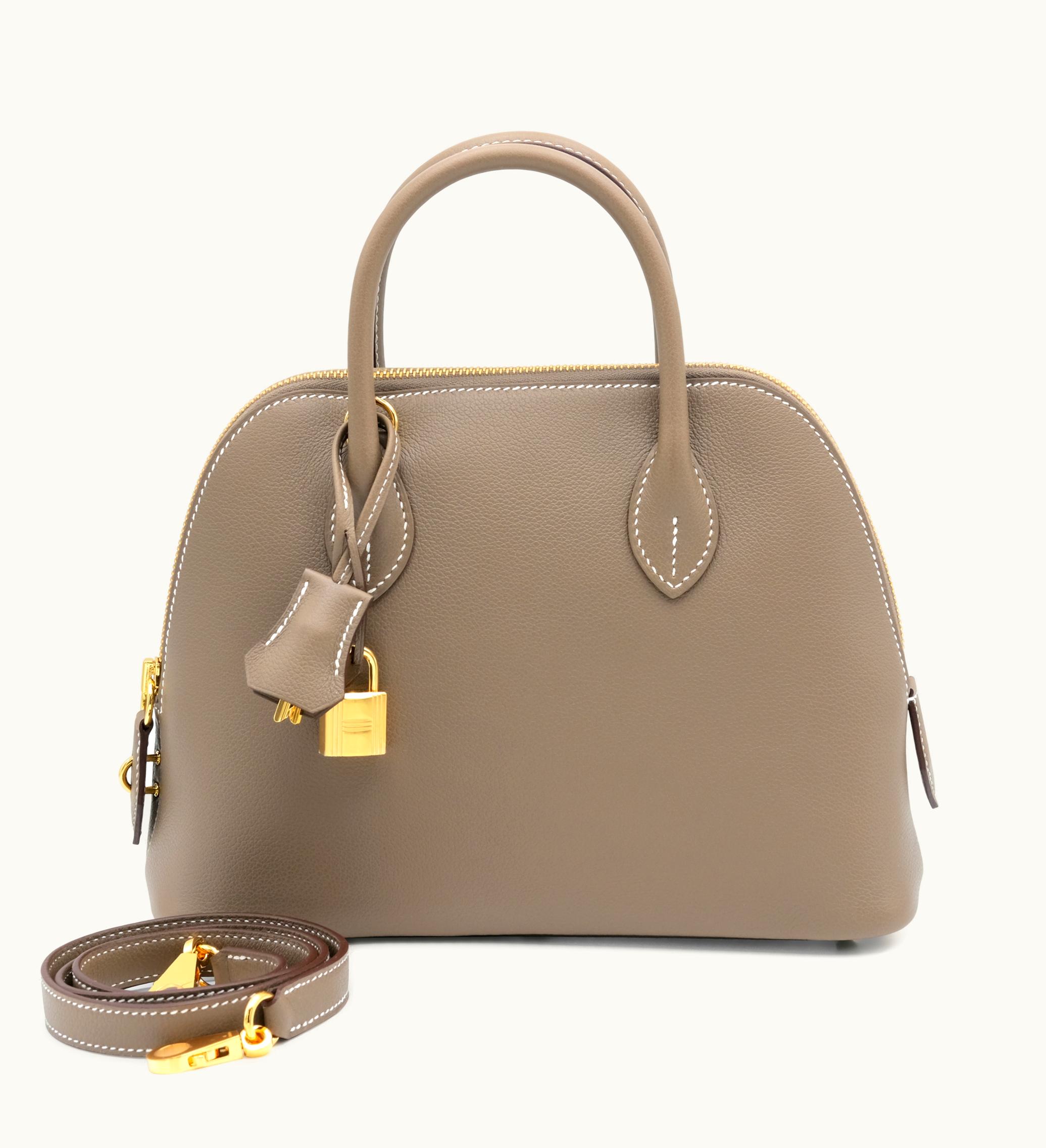 Hermès Hermès Bolide 1923 25 in Etoupe Evercolor leather with Gold Hardware, projected release 2023