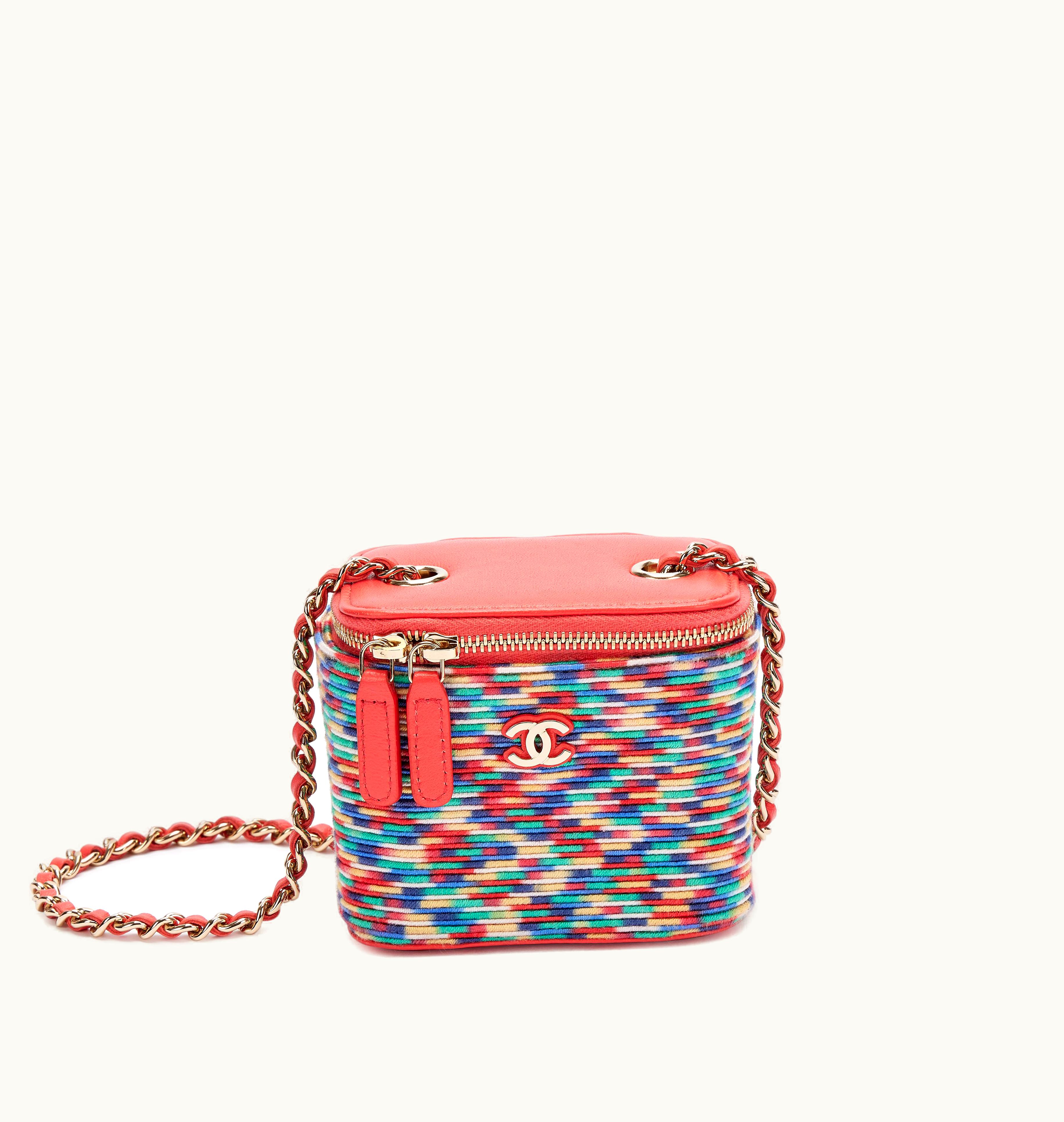 Chanel Chanel 2021 Chanel Mini Vanity crafted with Quilted Lambskin and adorned with Multicolor Thread, Gold Hardware, and Chain