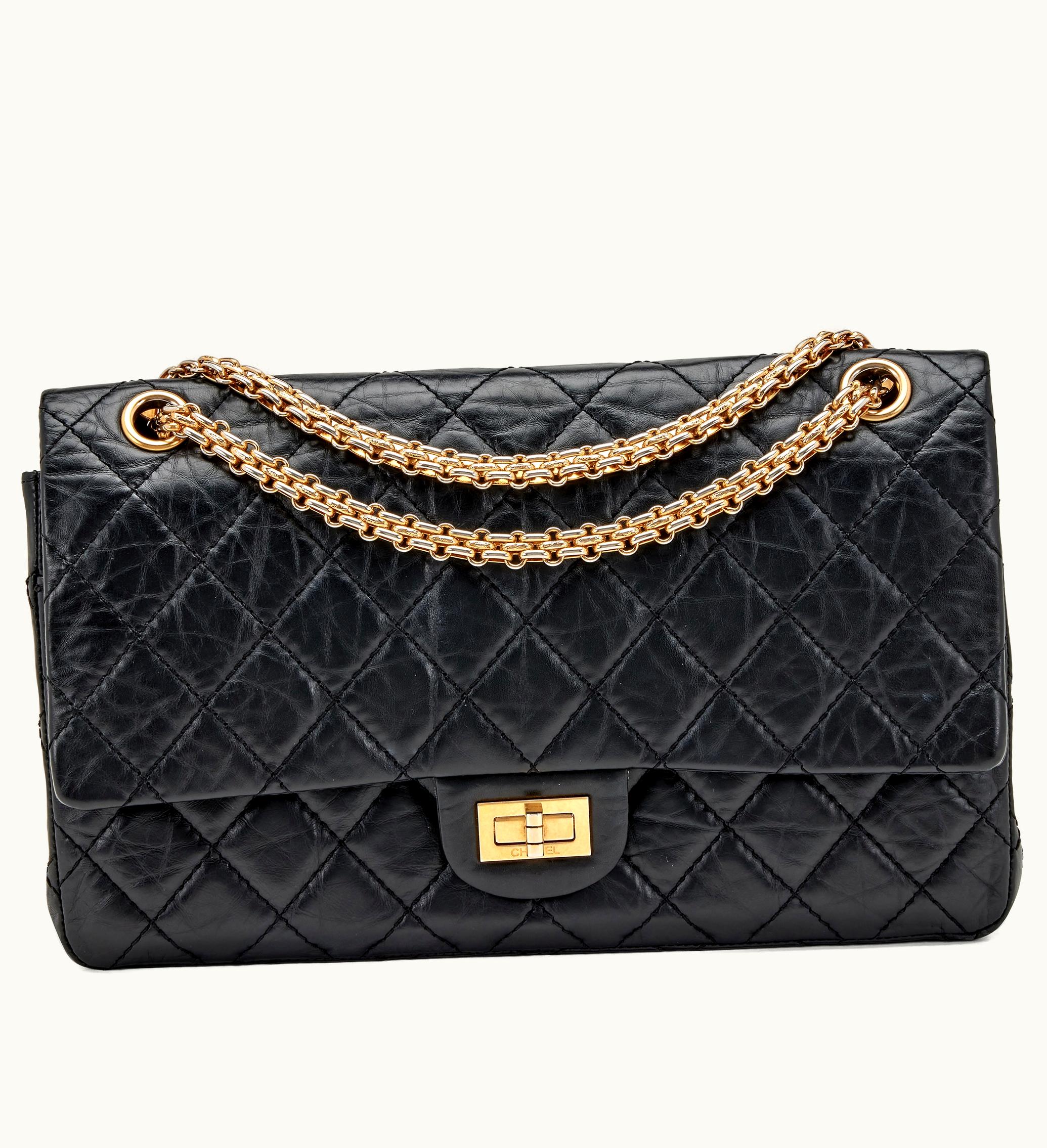 Chanel Chanel Black 226 Reissue 2.55 Medium Double Flap Bag with Gold Hardware, from the years 2008 to 2009