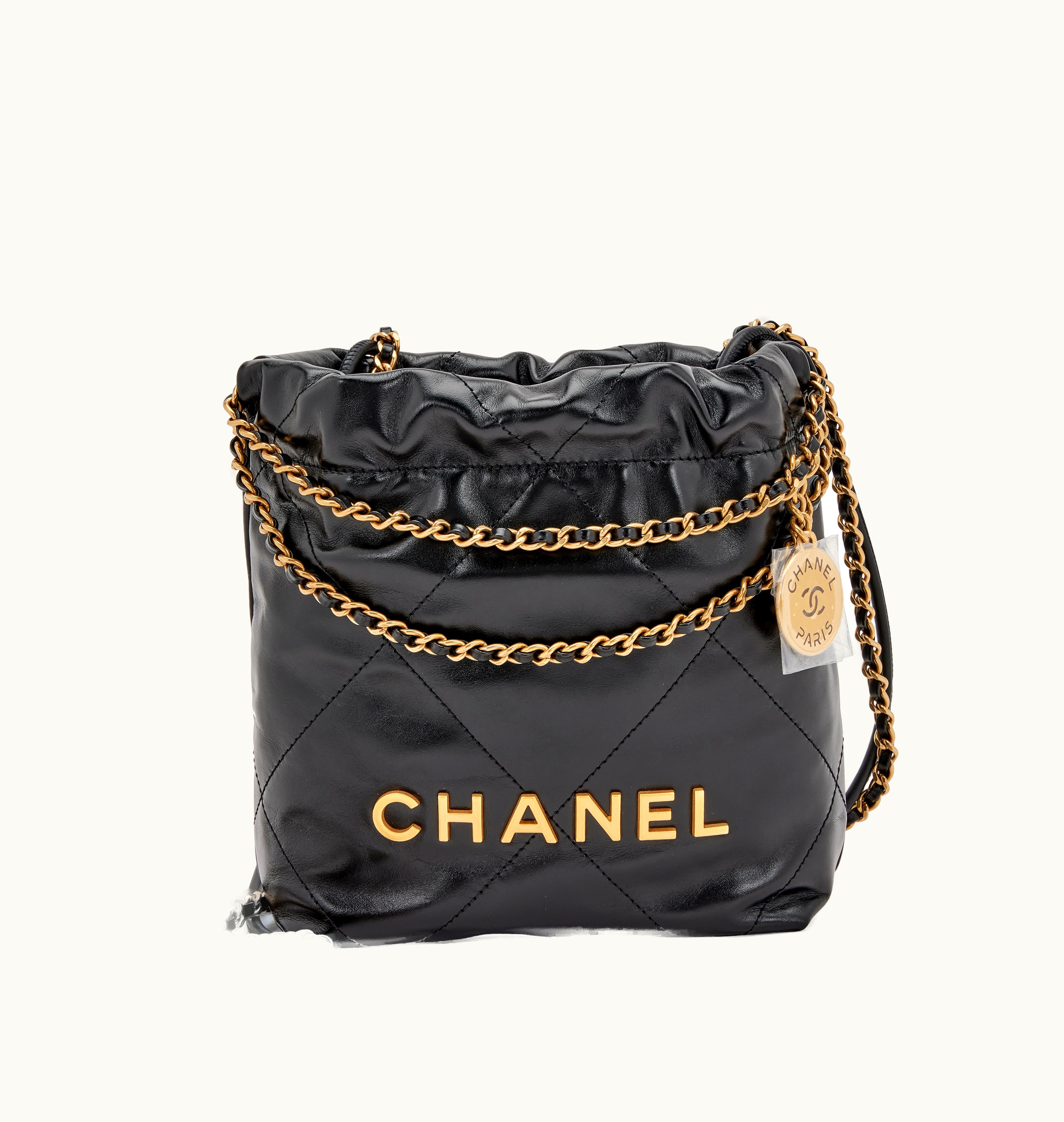 Chanel Chanel Quilted Calfskin Mini 22 in Black with Gold Hardware, 2023