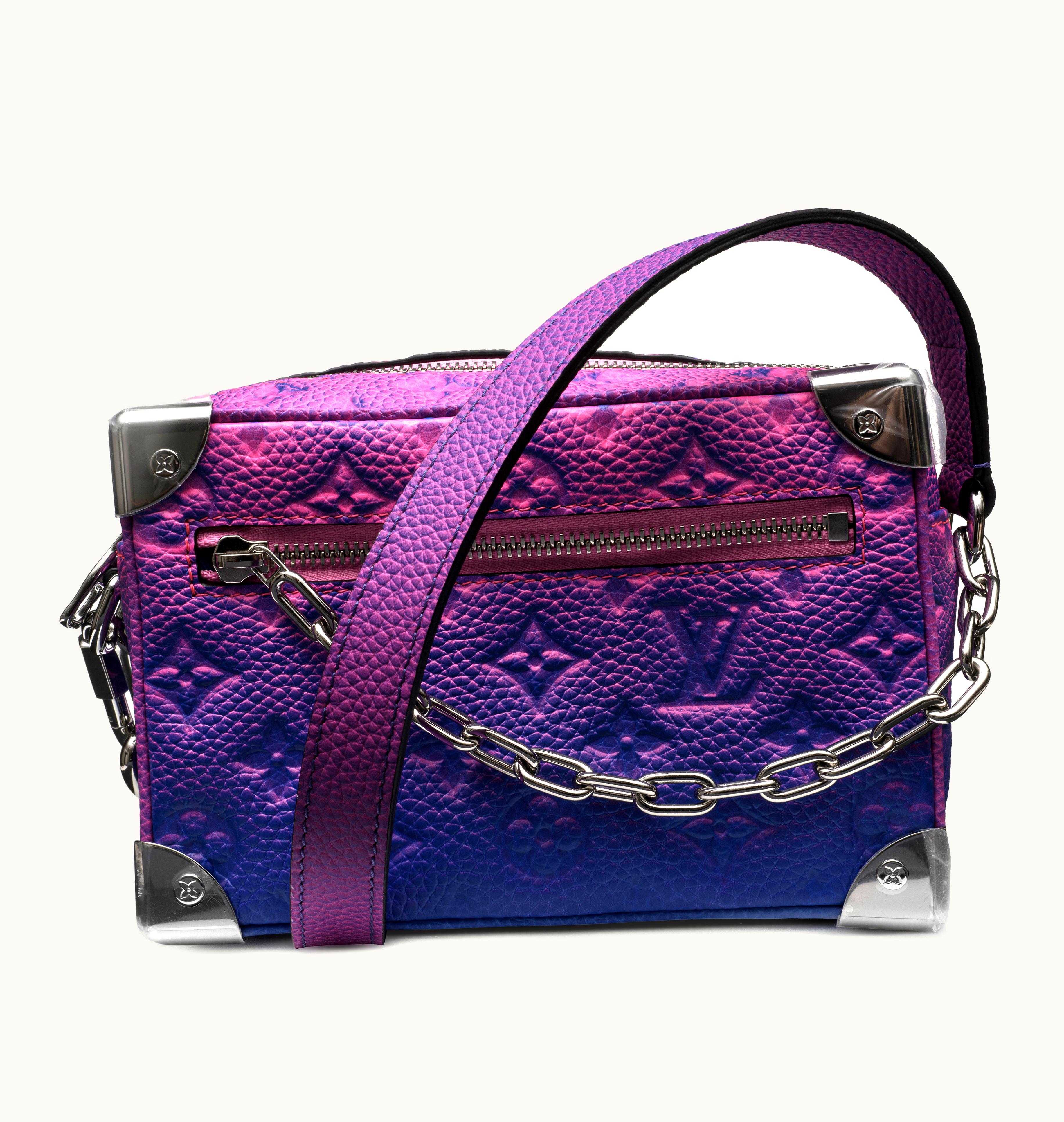 Louis Vuitton Louis Vuitton 2022 brings the Louis Vuitton Virgil Abloh Mini Soft Trunk in Blue and Pink Monogram Illusion Leather with Silver Hardware