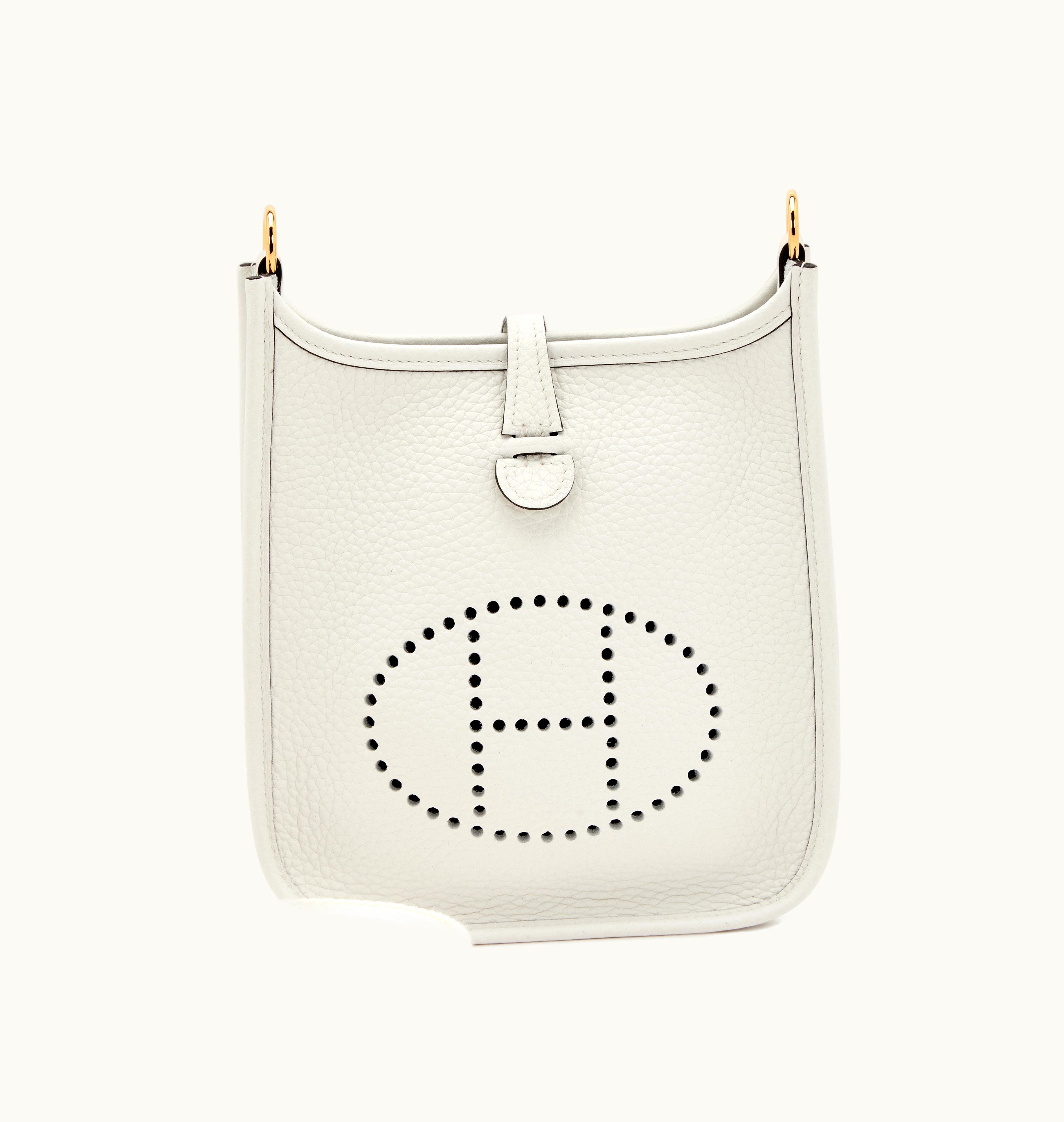 Hermès Hermès 2023 Hermès White Clemence Mini Evelyne TPM with Gold Hardware