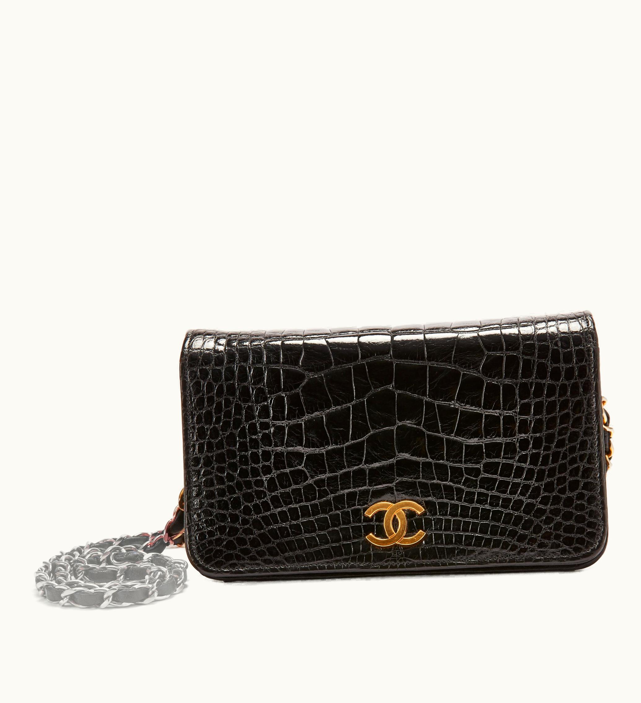 Chanel Chanel Black Crocodile CC Flap Bag with Gold Accents, from the years 1986 to 1988