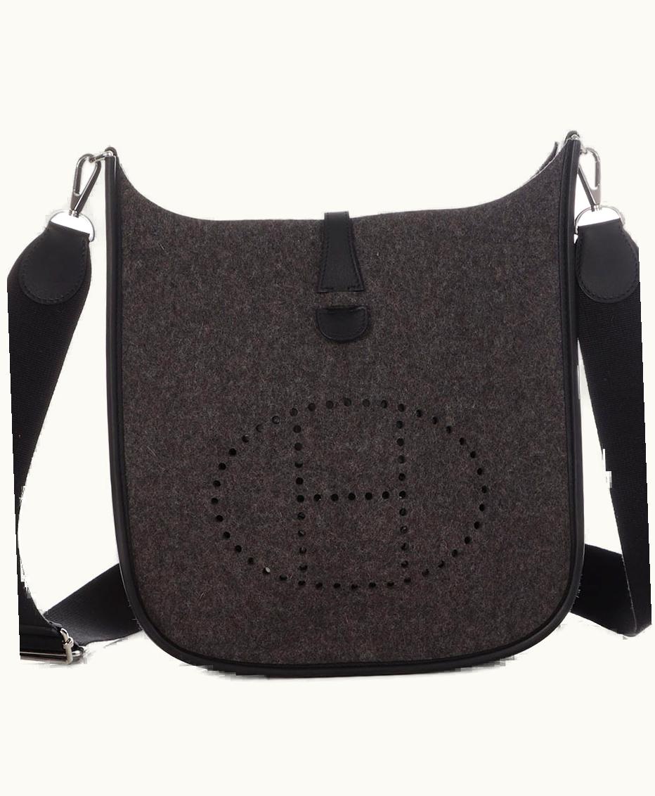 Hermès Hermès 2020 Hermès Evelyne III PM with Black Leather and Gray Felt, completed with Palladium Hardware