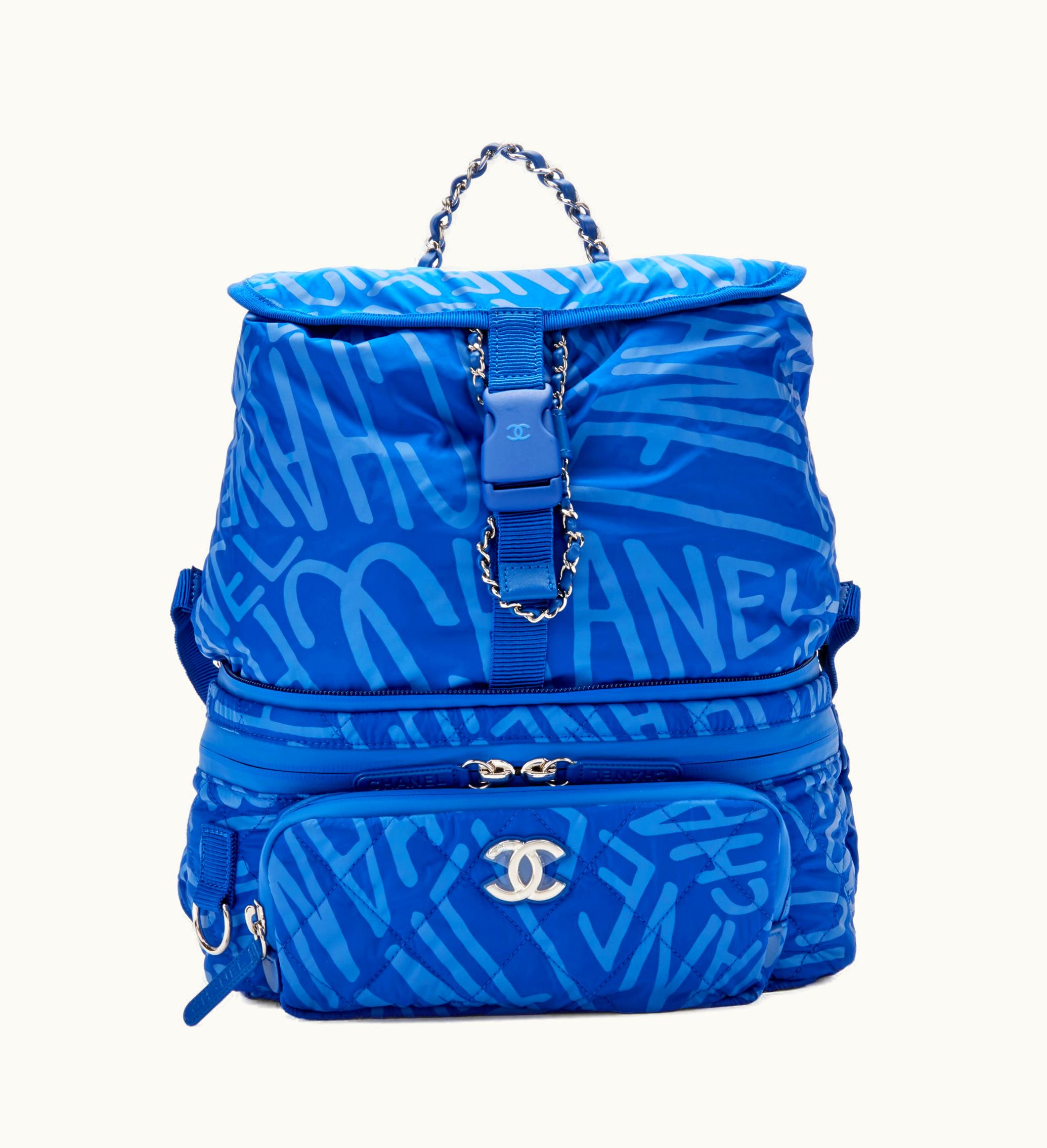 Chanel Chanel 2021 Chanel Coco Neige Blue Nylon Convertible Backpack with Silver Hardware