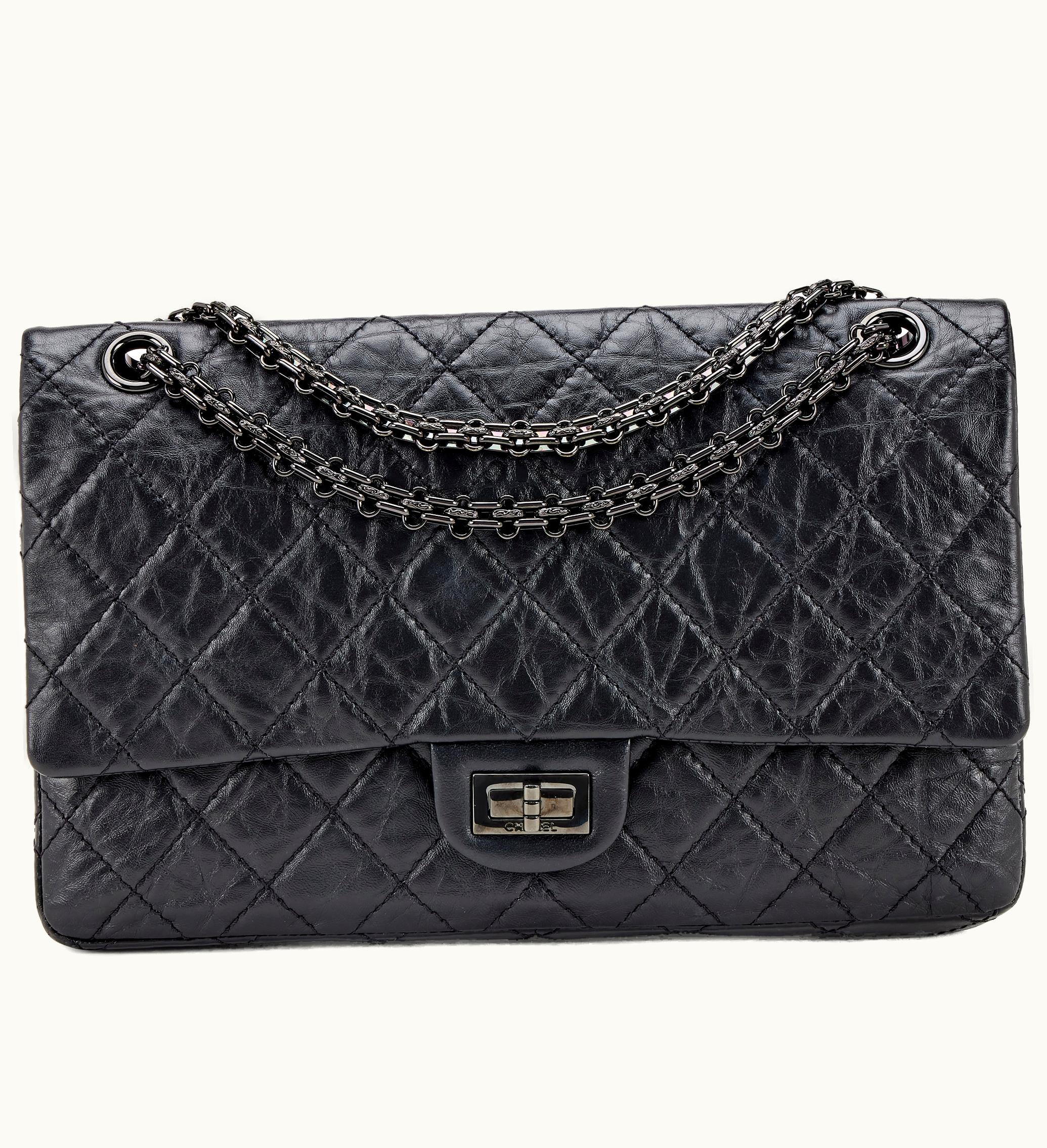 Chanel Chanel Large Reissue 226 Double Flap Bag in Quilted Calfskin, So Black Edition 2019 with Ruthenium Hardware