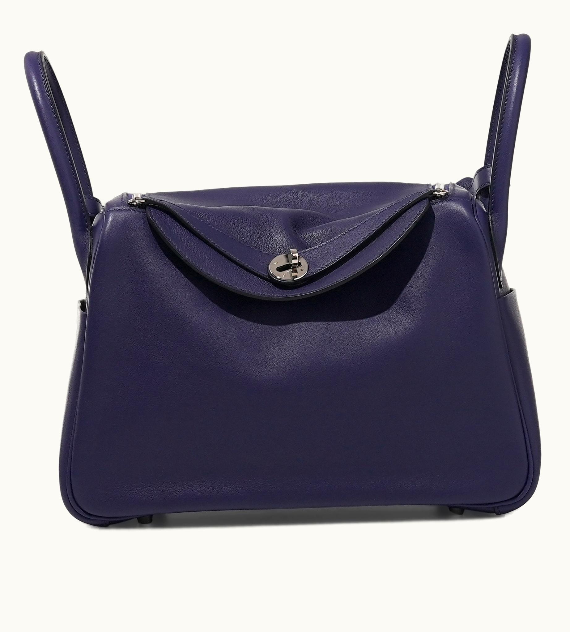 Hermès Hermès Lindy 30 in Blue Ink Swift leather with Palladium hardware, manufactured in 2019