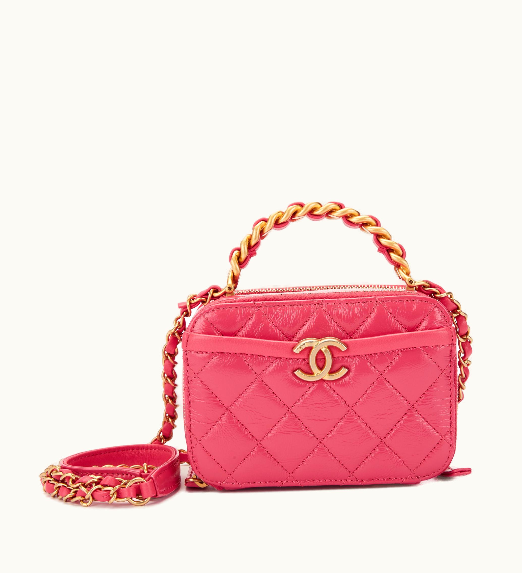 Chanel Chanel Pink Quilted Aged Glazed Calfskin Mini Vanity with Chain Gold Hardware by Chanel, 2020 Edition