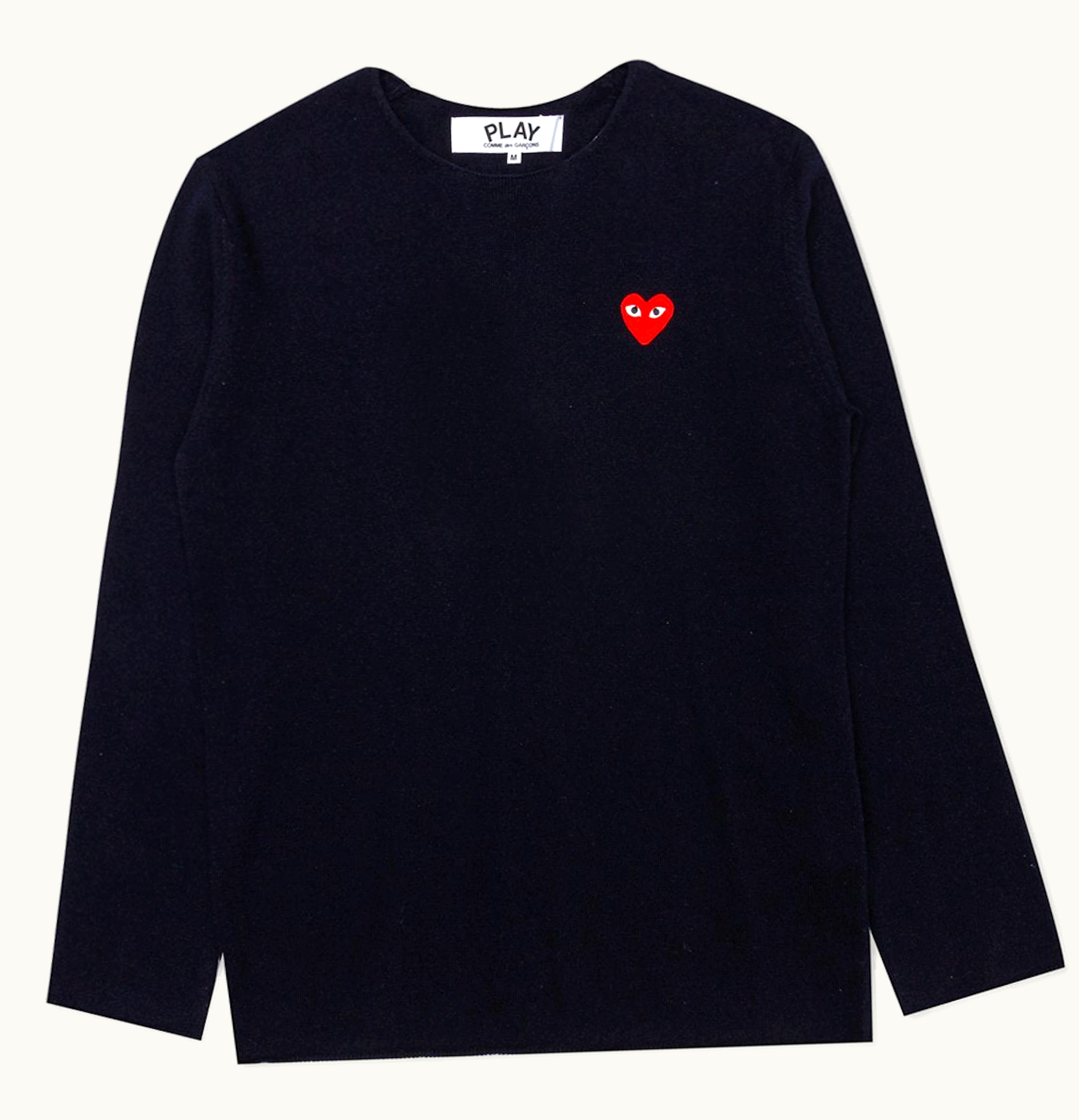CDG Play Comme des Garcons PLAY Womens Red Heart Crewneck Sweater Navy