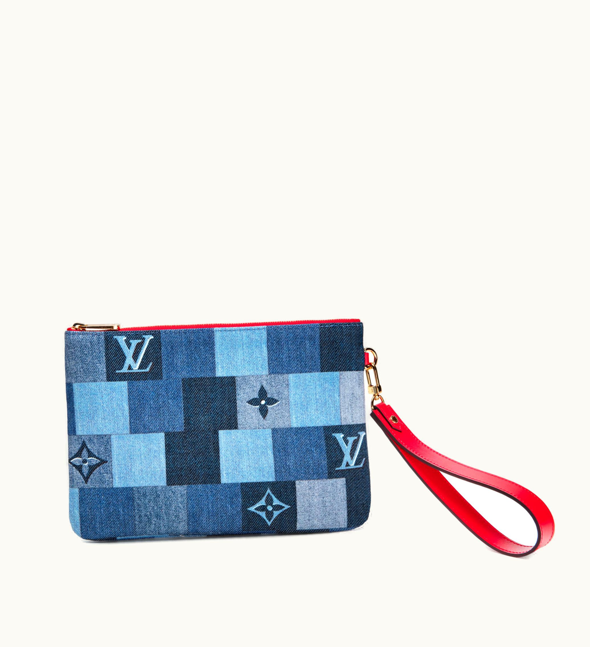 Louis Vuitton Louis Vuitton The 2019 Louis Vuitton Blue and Red Damier Monogram Denim City Pouch with Gold Hardware