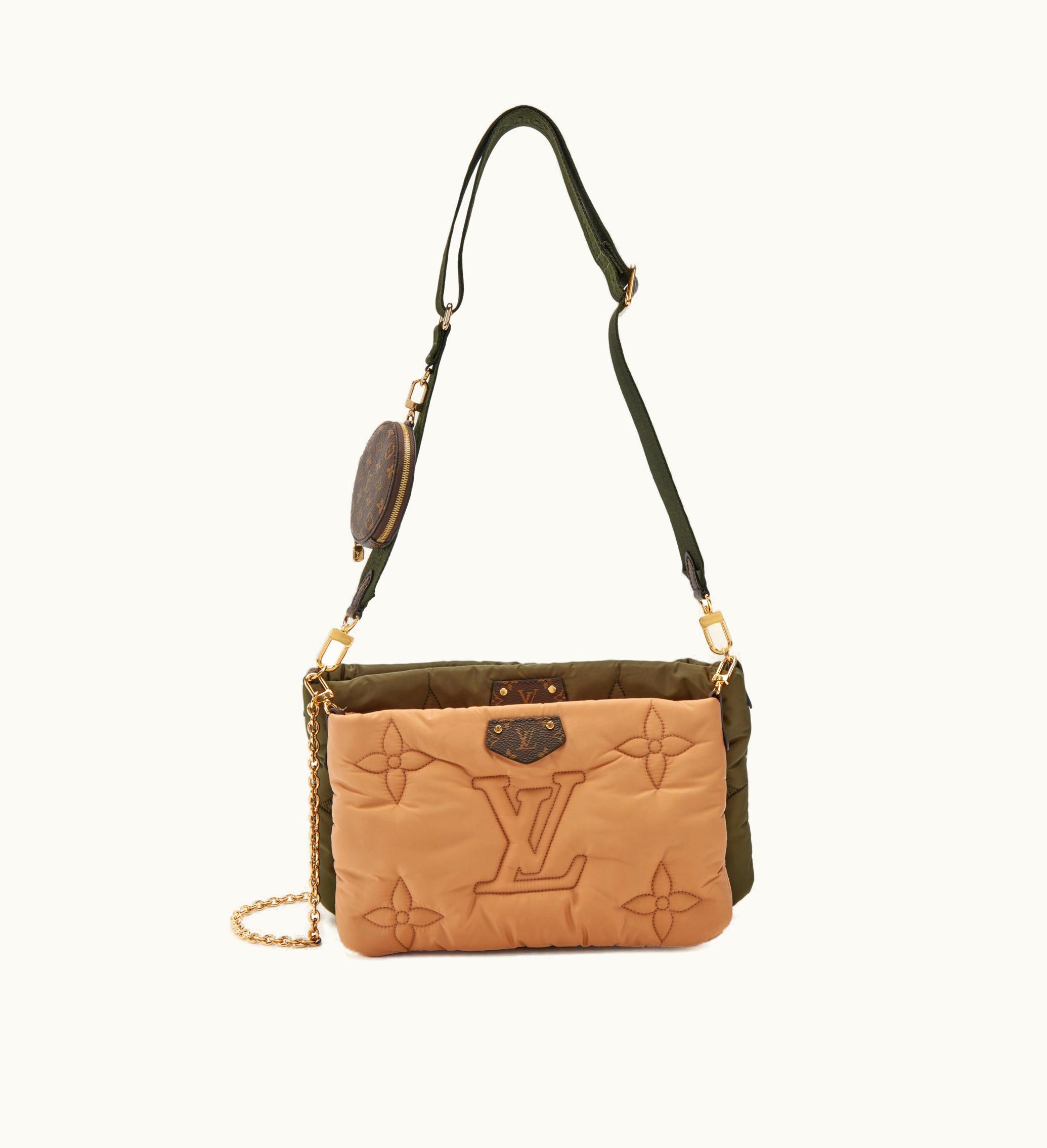 Louis Vuitton Louis Vuitton 2021 Louis Vuitton Beige and Green Monogram Econyl Nylon Maxi Multi Pochette Accessoires with Gold Hardware
