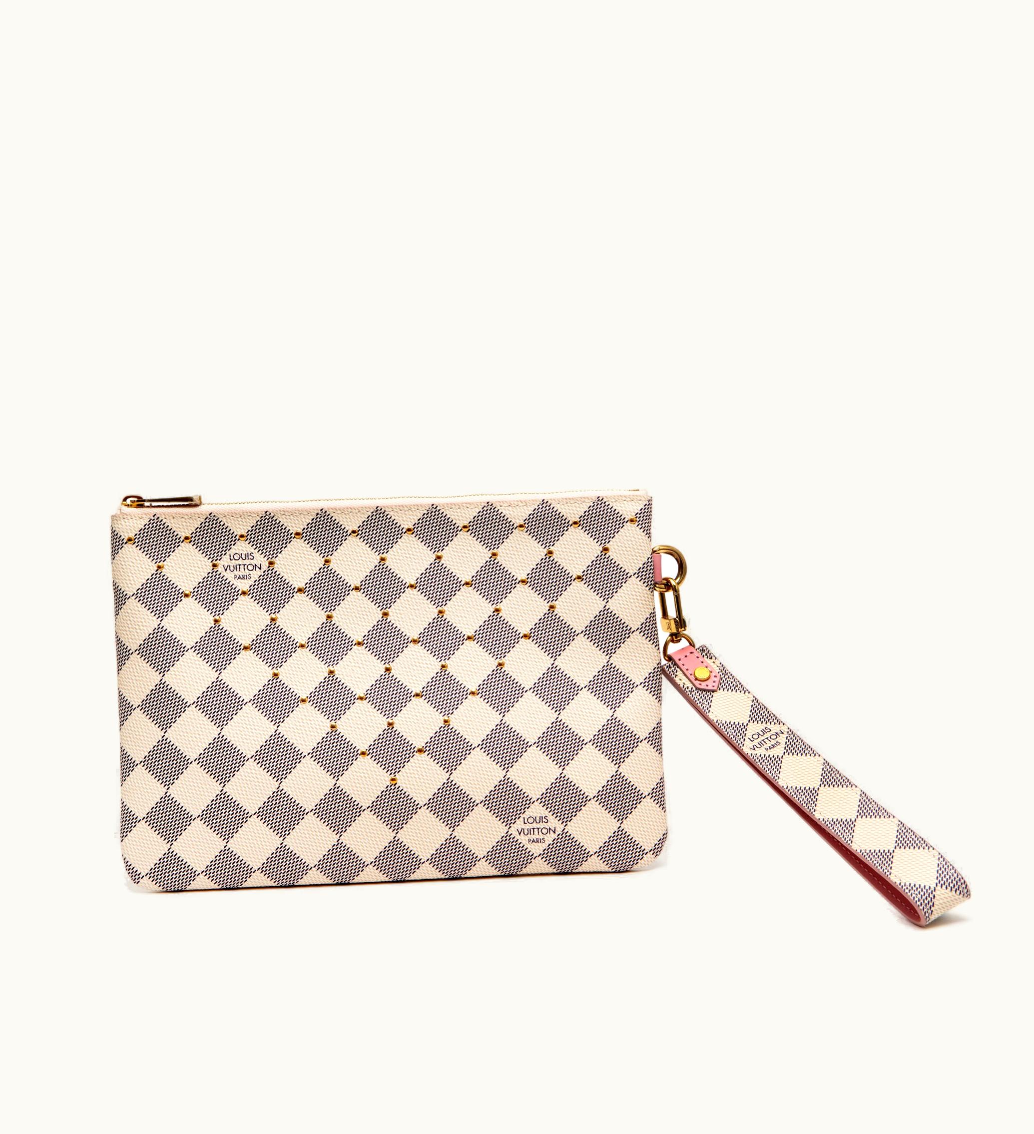 Louis Vuitton Louis Vuitton City Pouch in Damier Azur Coated Canvas with Rose Ballerine and Gold Hardware, Released in 2019
