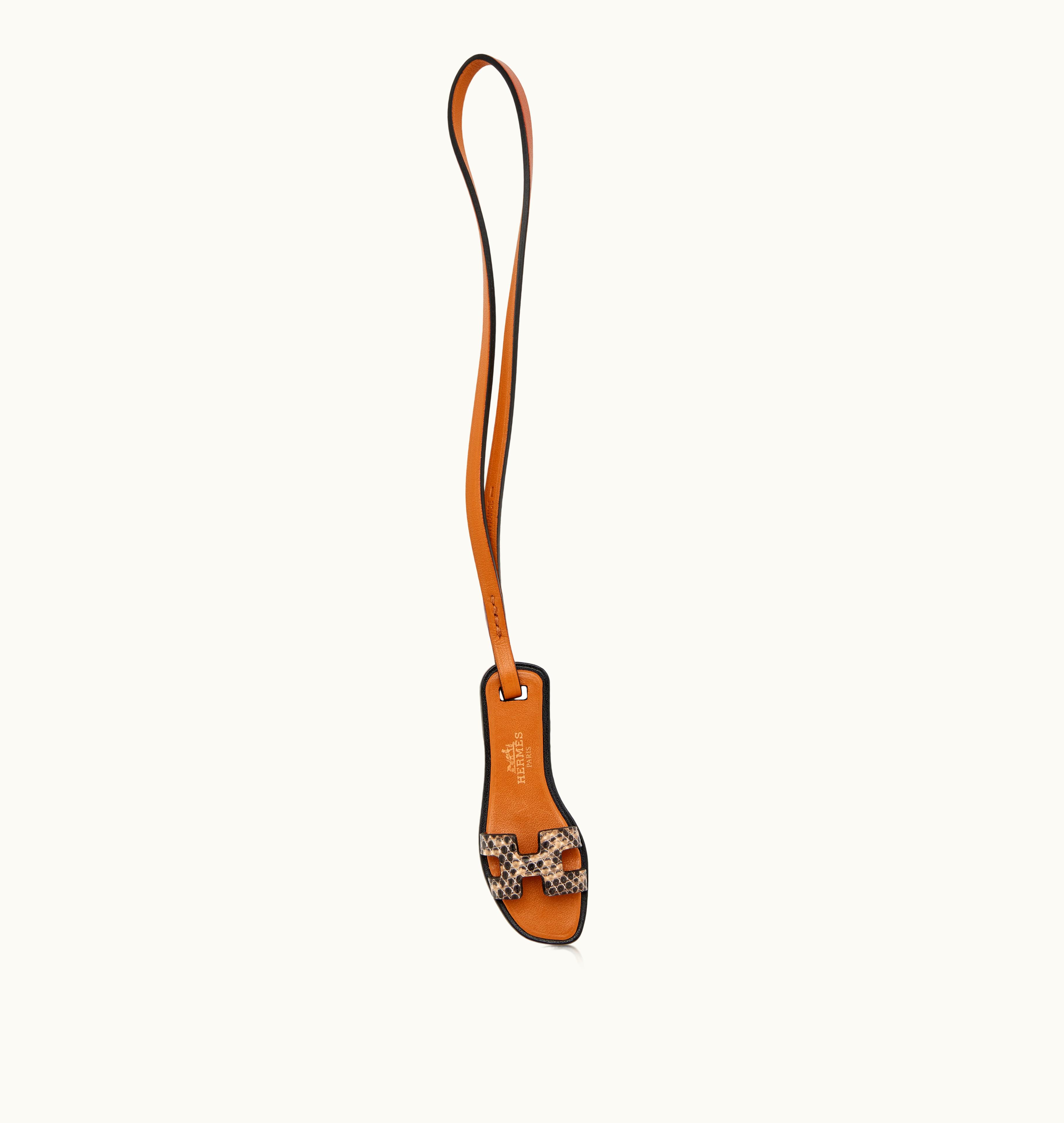 Hermès Hermès 2021 Edition: Hermès Oran Nano Bag Charm in Ombre Lizard and Sable Butler Calfskin
