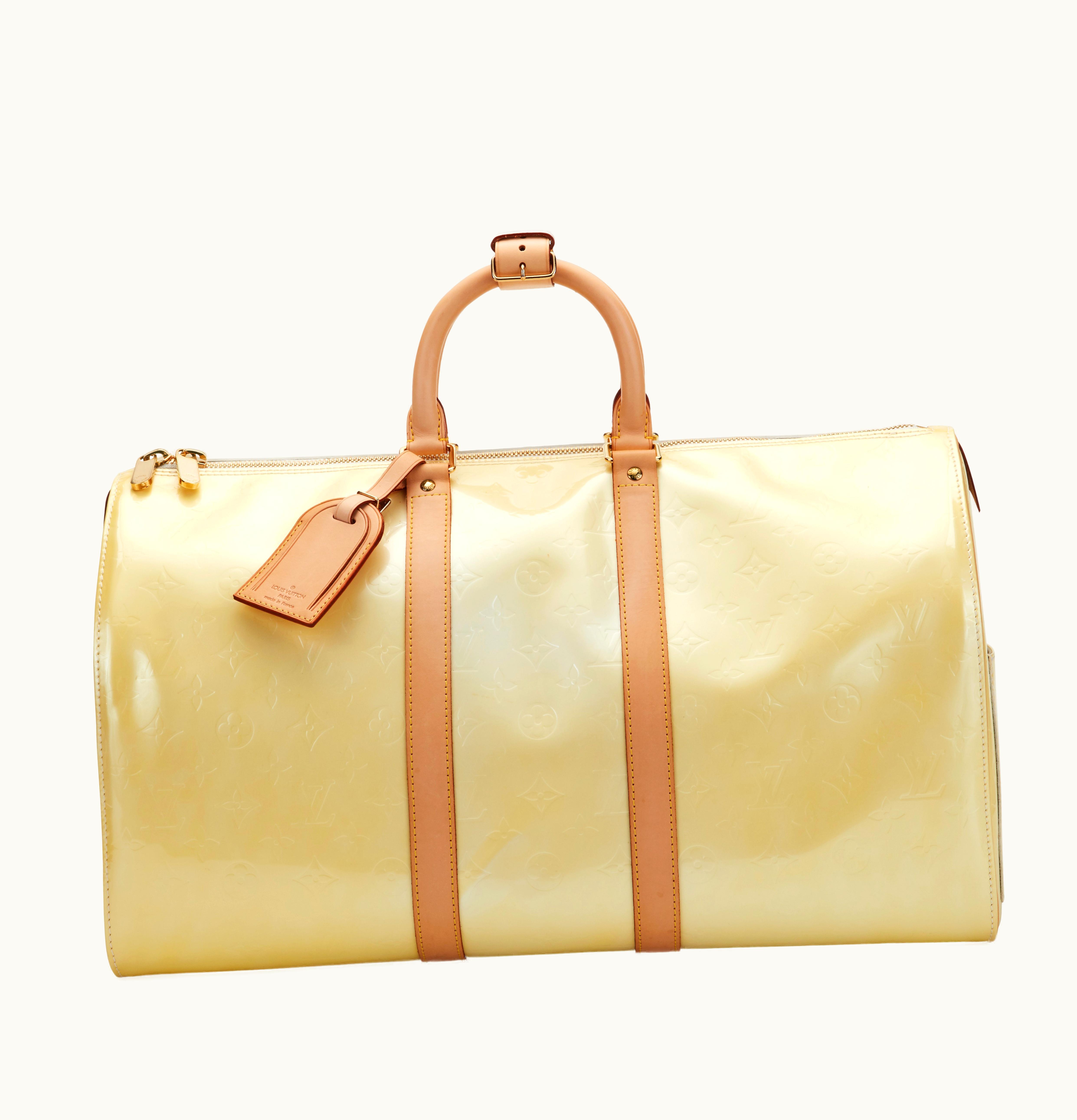 Louis Vuitton Louis Vuitton Citrine Monogram Vernis Keepall 45 with Gold Hardware by Louis Vuitton