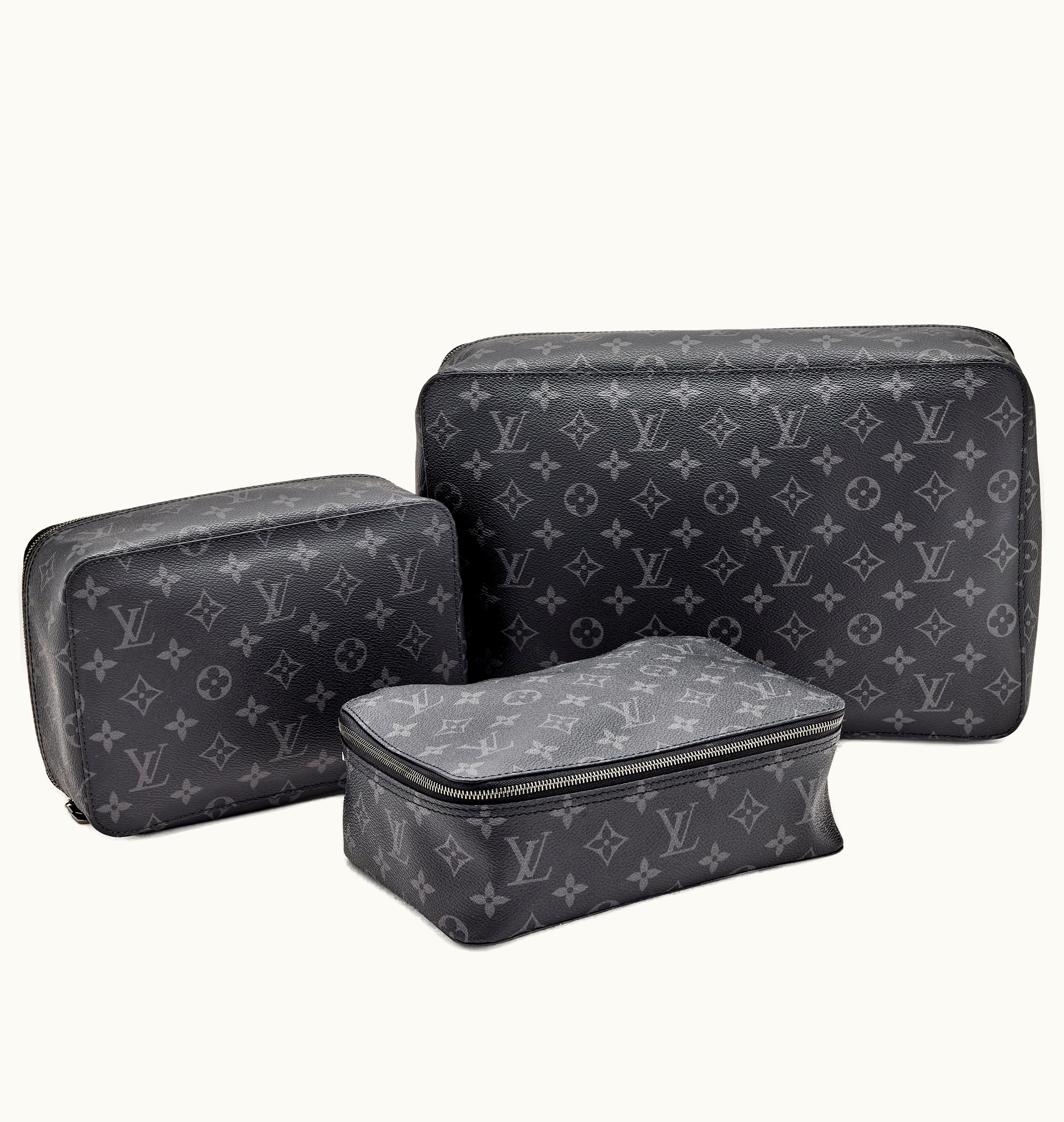 Louis Vuitton Louis Vuitton 2022's Louis Vuitton Monogram Eclipse Set with Silver Hardware: Five Piece Packing Cubes