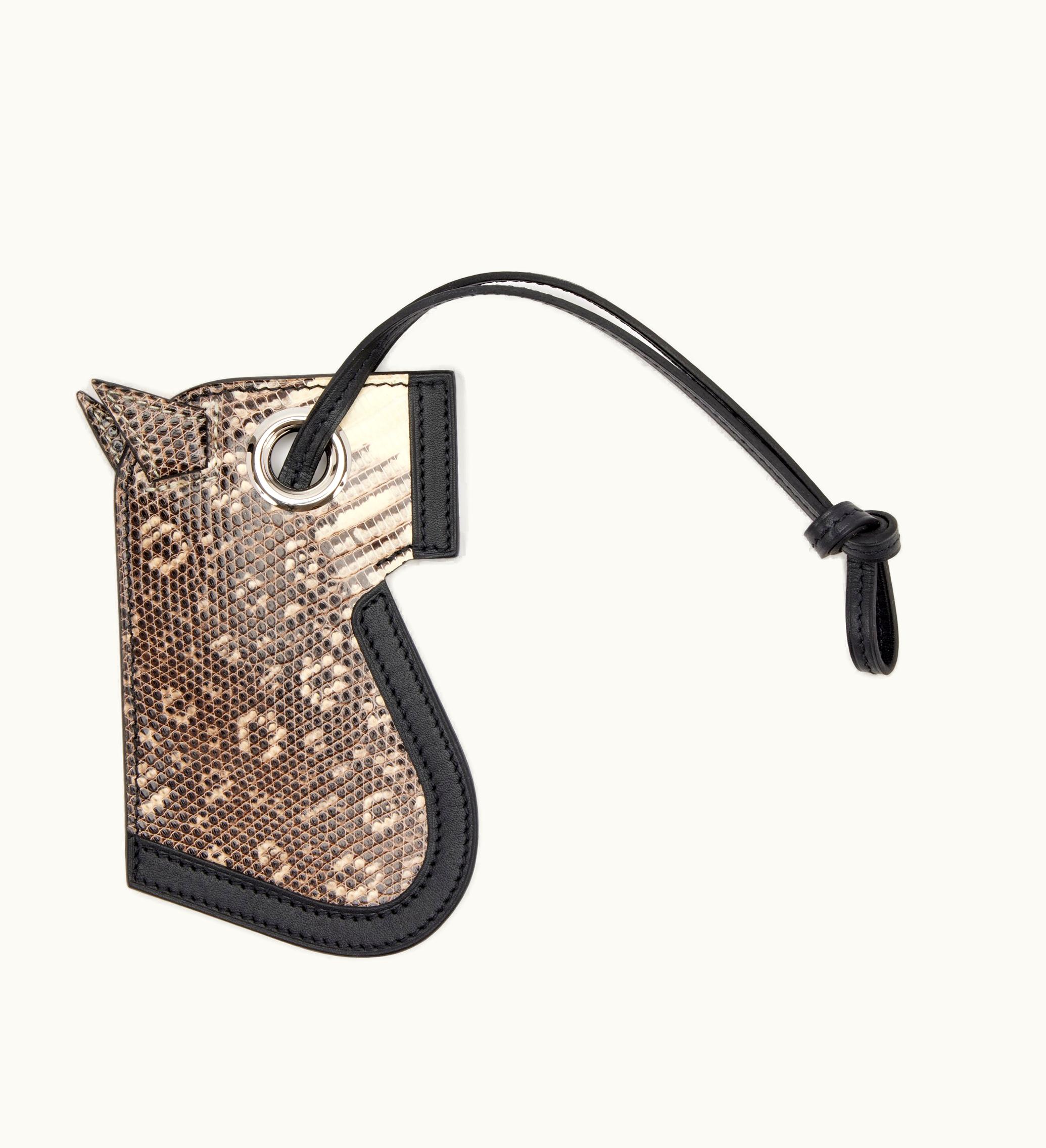 Hermès Hermès 2021 Hermès Ombre Salvator Lizard and Black Swift Camail Keychain Charm with Palladium Hardware