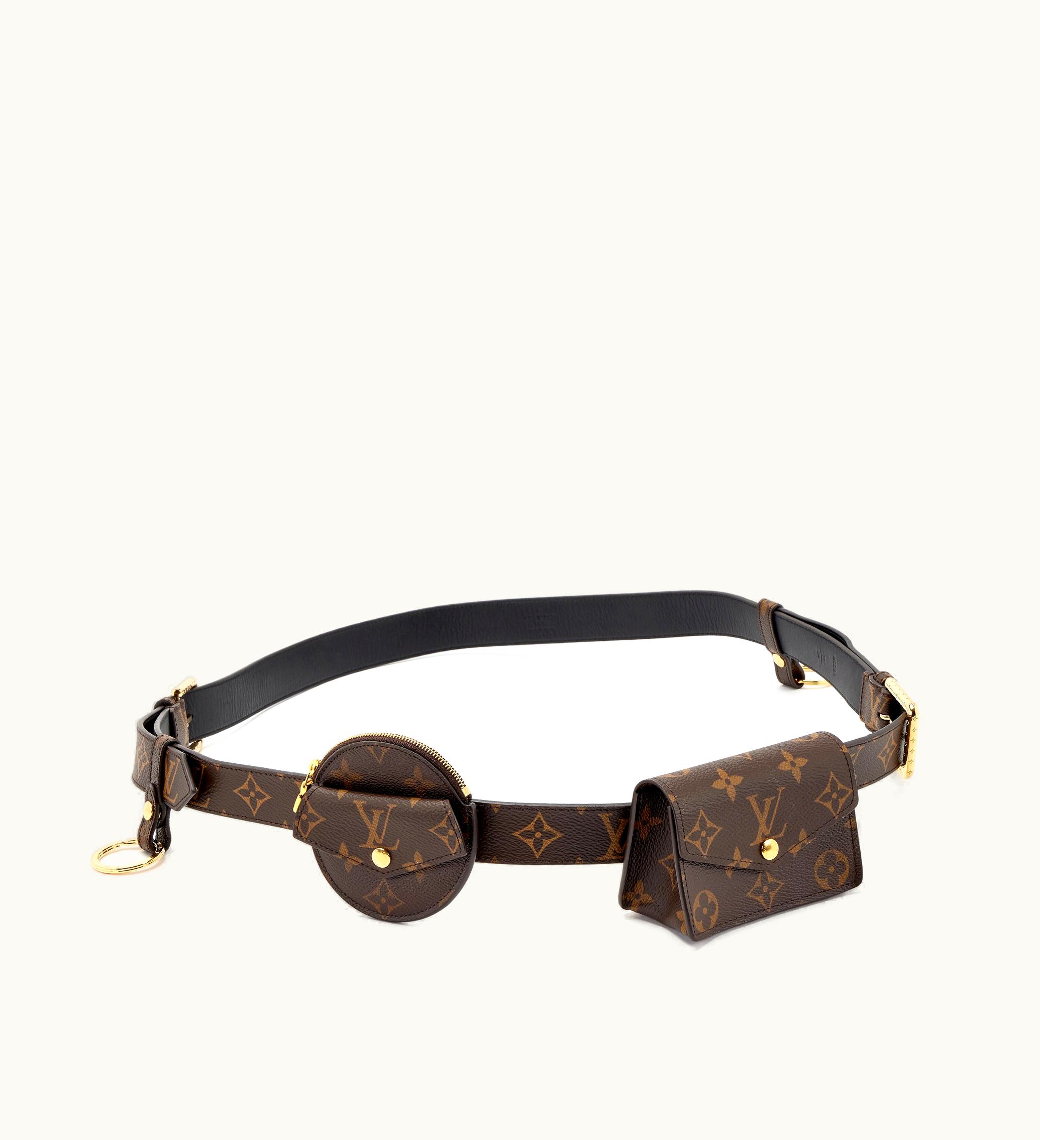 Louis Vuitton Louis Vuitton 2021-2022 Louis Vuitton Brown Monogram Coated Canvas Daily Multi Pocket Belt 70 with Gold Hardware