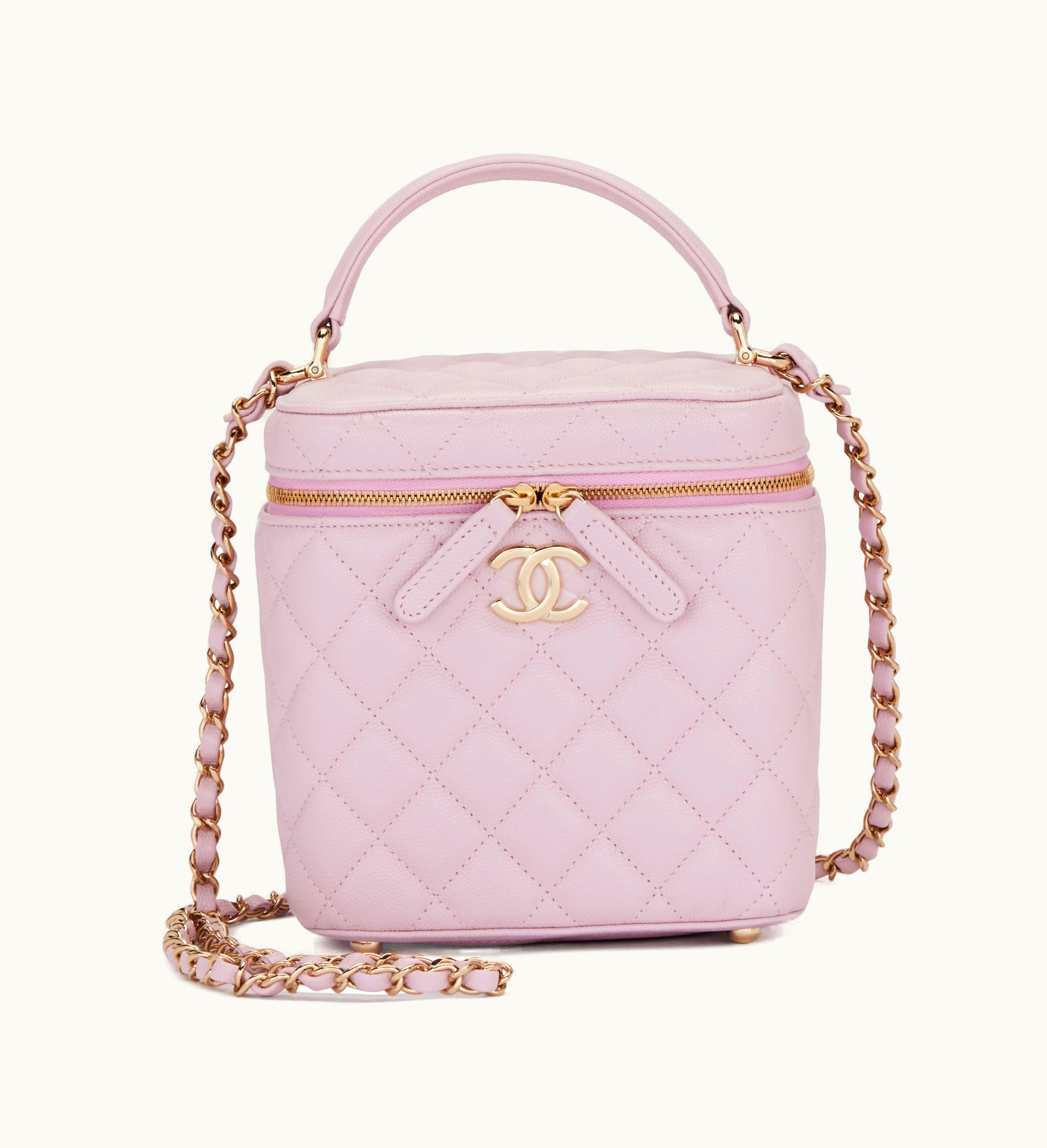 Chanel Chanel Small Top Handle Vanity Case in Pink Quilted Grained Calfskin with Gold Hardware, 2021