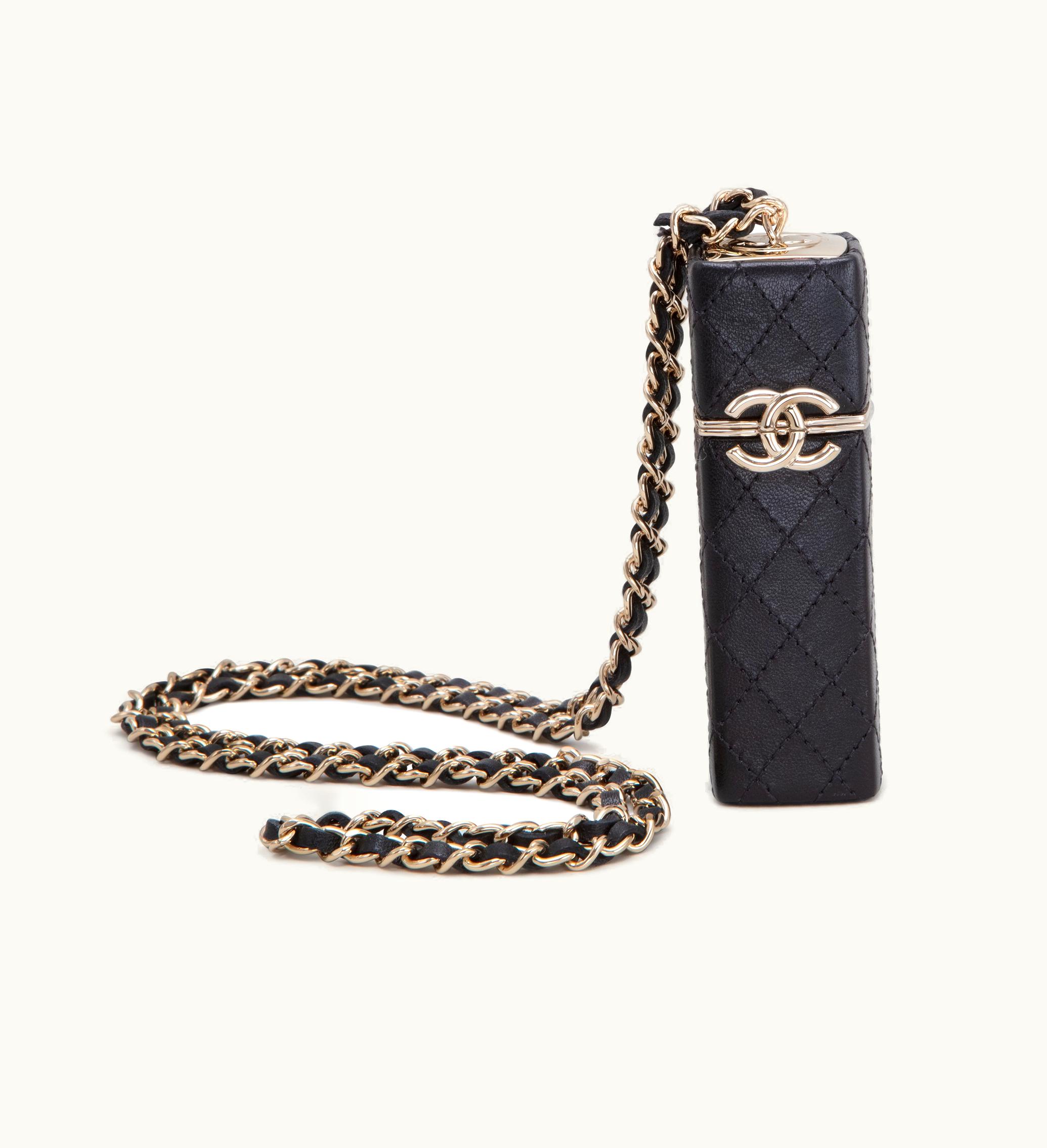 Chanel Chanel Lipstick Case in Black Quilted Lambskin with Gold Hardware, 2021