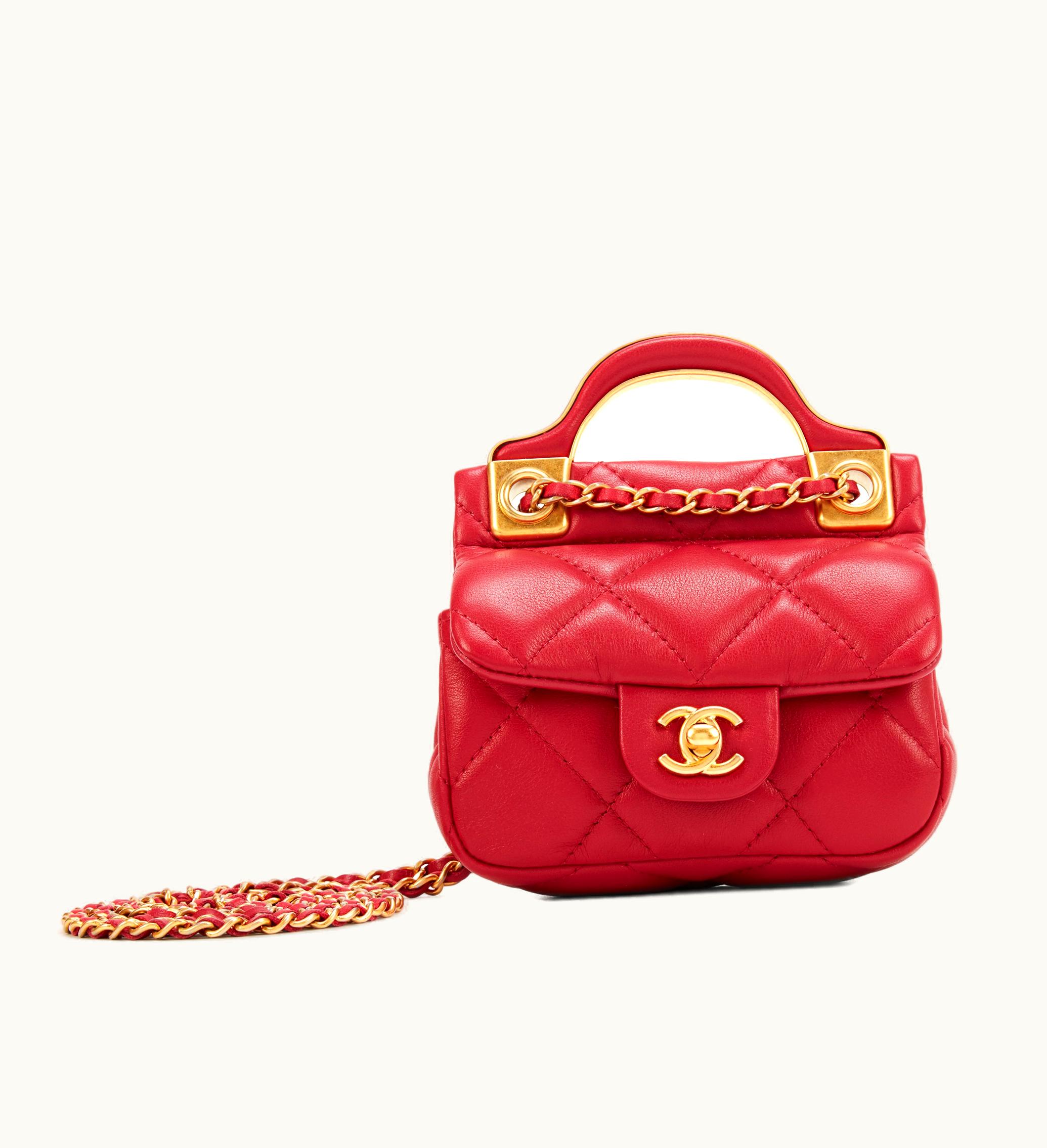 Chanel Chanel Pink Quilted Calfskin Flap Card Holder with Gold Chain Hardware, 2021 Edition