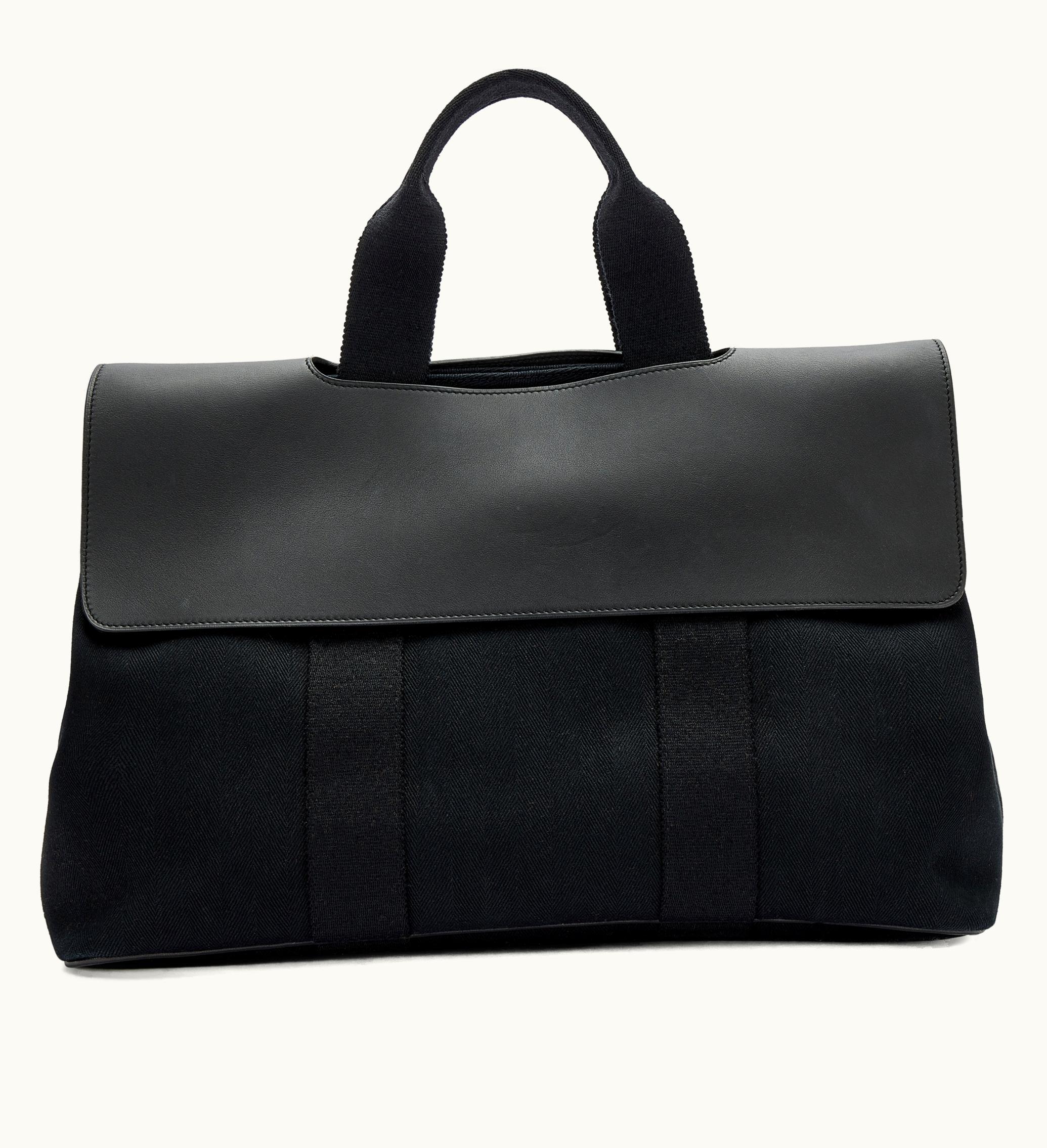 Hermès Hermès Box Bag in Black Swift Leather with Palladium Hardware and Valparaiso Bag in Toile with Palladium Hardware