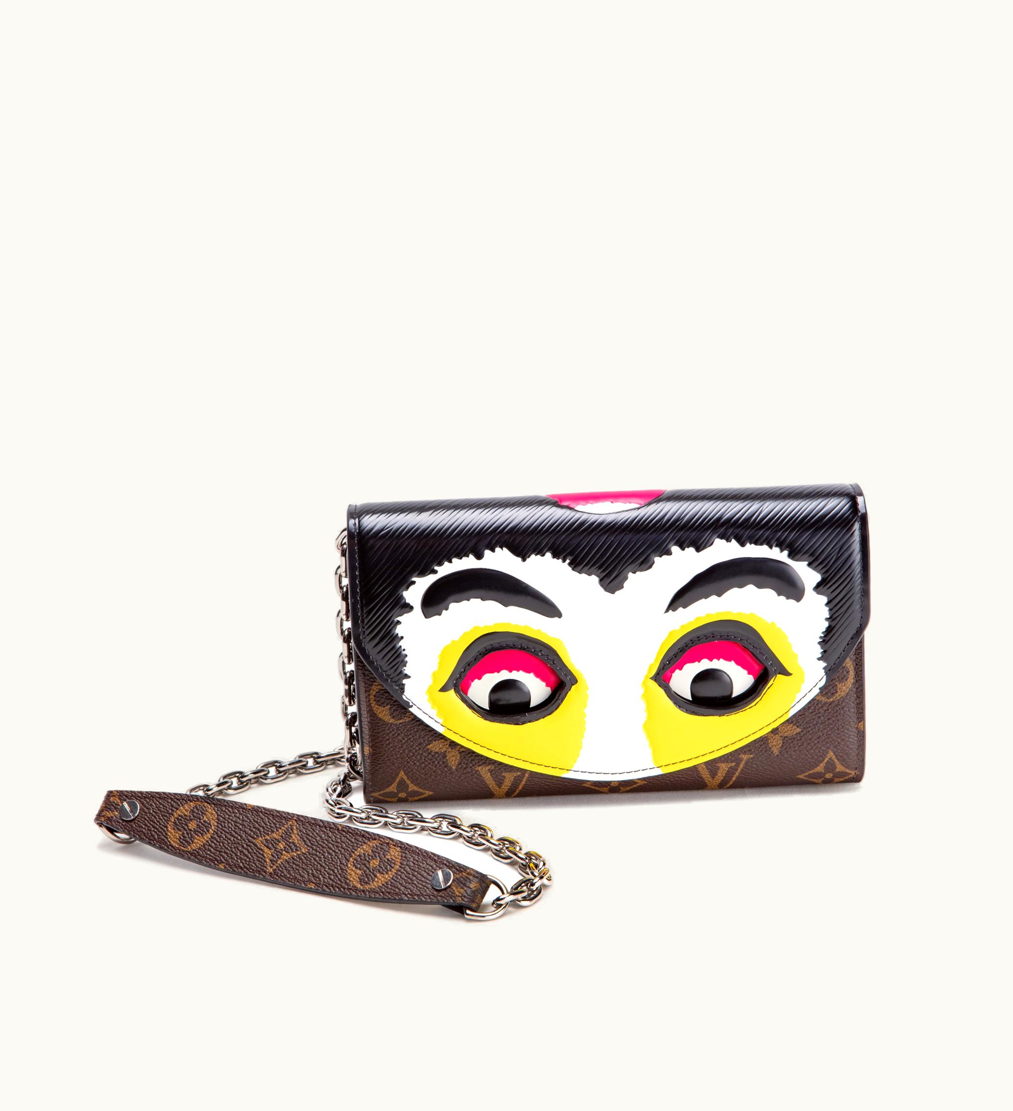 Louis Vuitton Louis Vuitton Silver Hardware 2017 Louis Vuitton Multicolor Epi and Brown Monogram Coated Canvas Kabuki Mask Chain Wallet