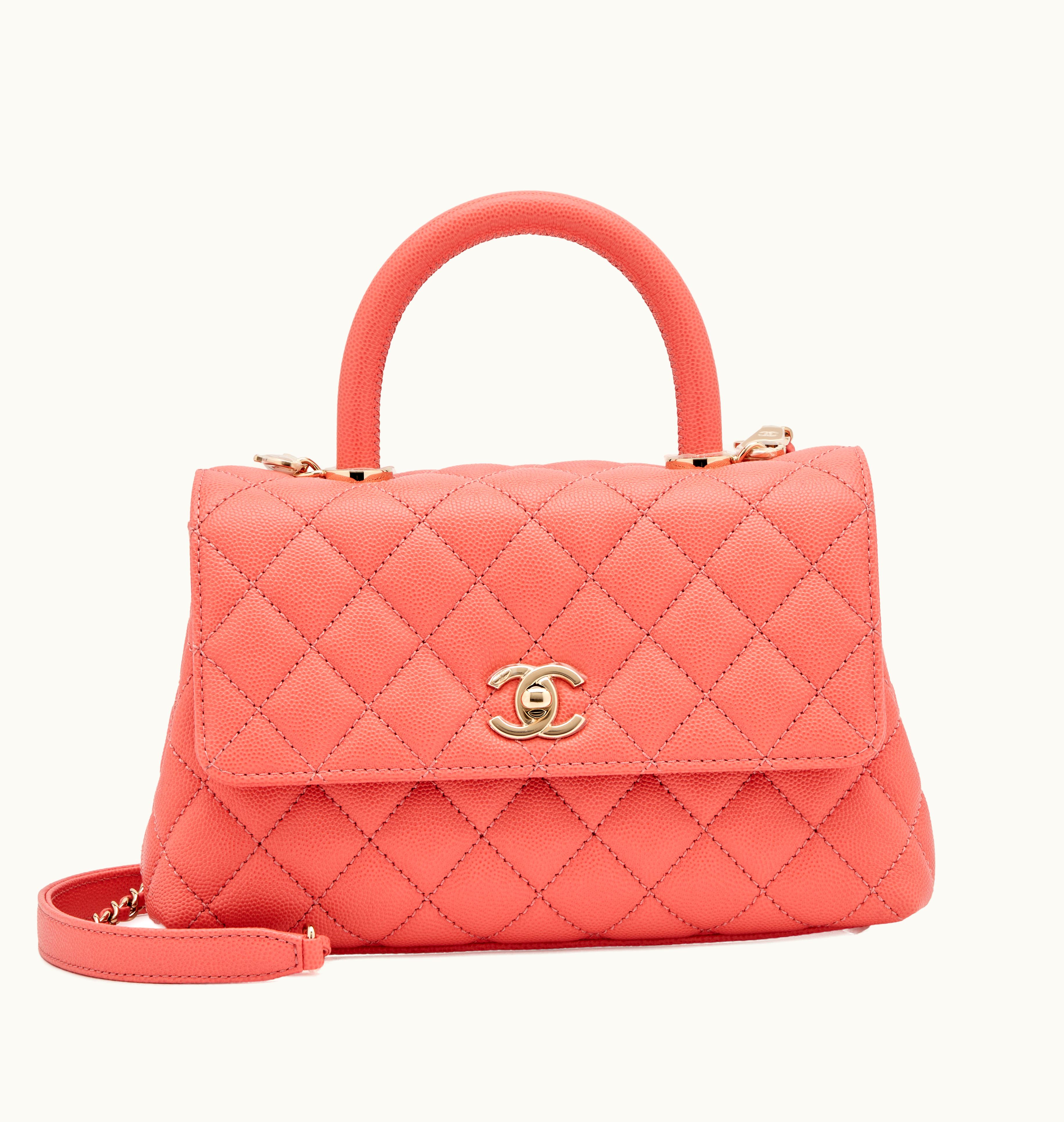 Chanel Chanel Mini Coco Top Handle Flap Bag in Pink Quilted Caviar with Gold Hardware, 2022 Edition
