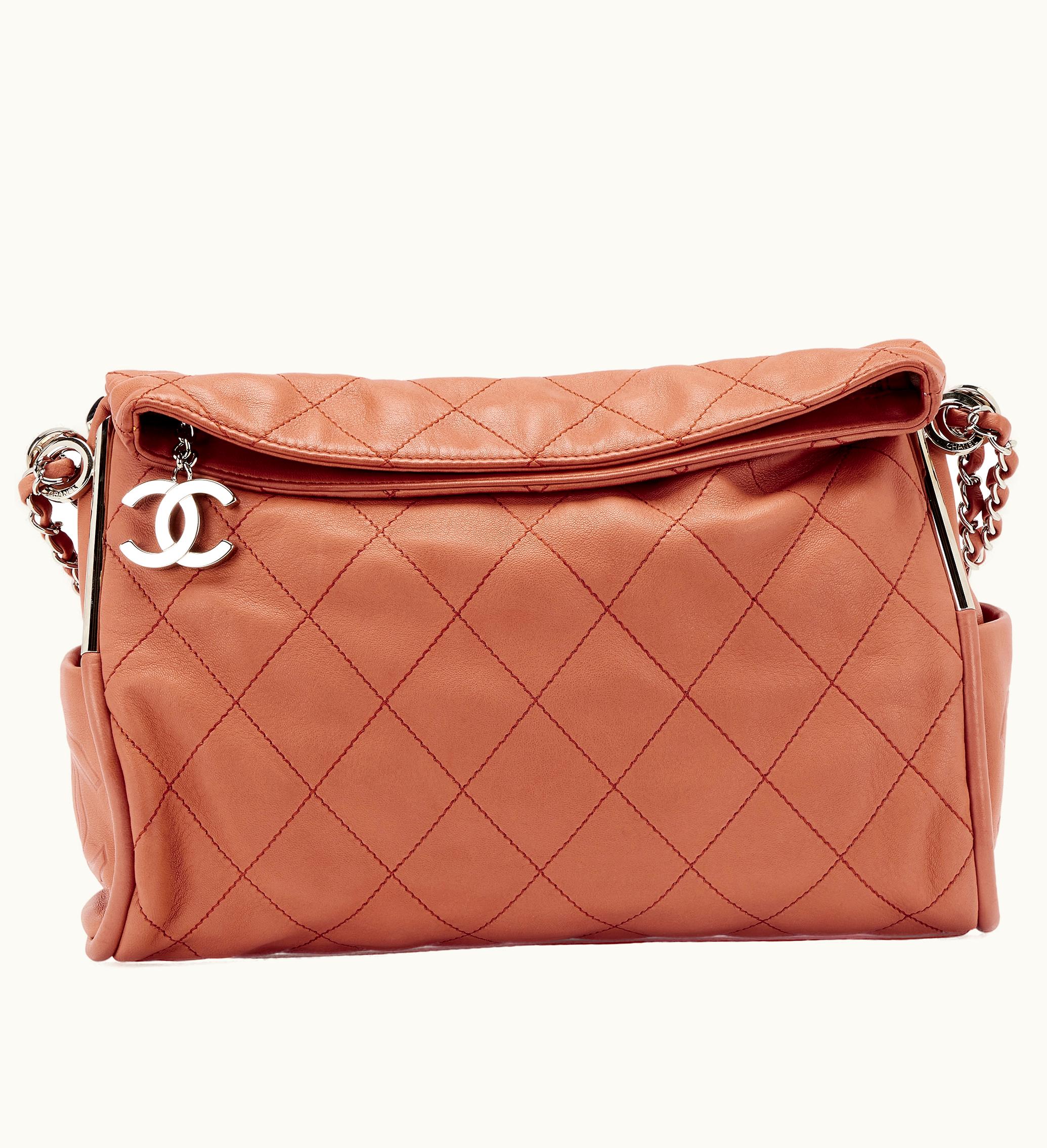 Chanel Chanel Soft Hobo in Peach Quilted Lambskin with Silver Hardware, Circa 2006
