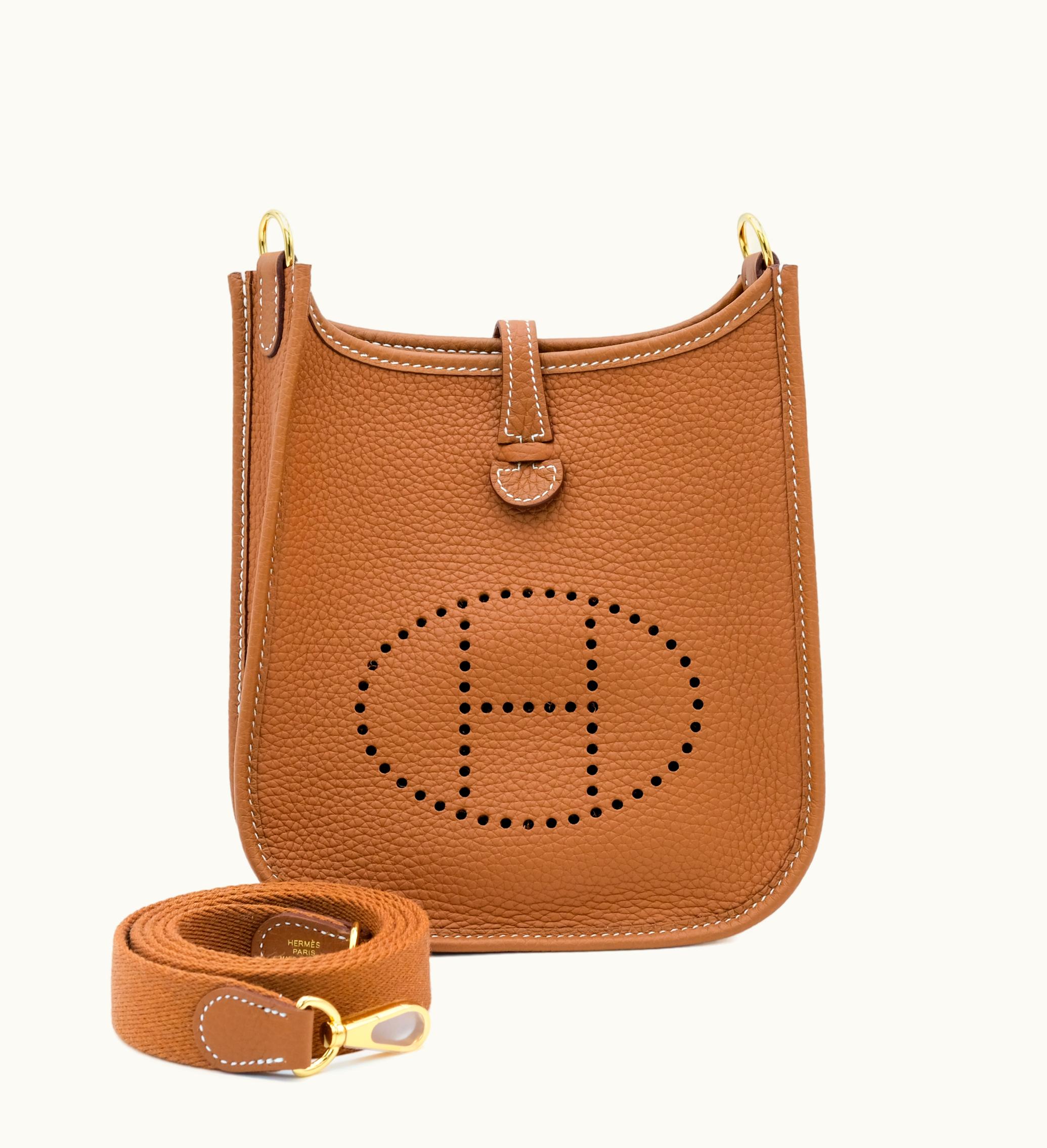 Hermès Hermès 2022 Hermès Mini Evelyne II TPM 16 with Gold Hardware in Gold Clemence