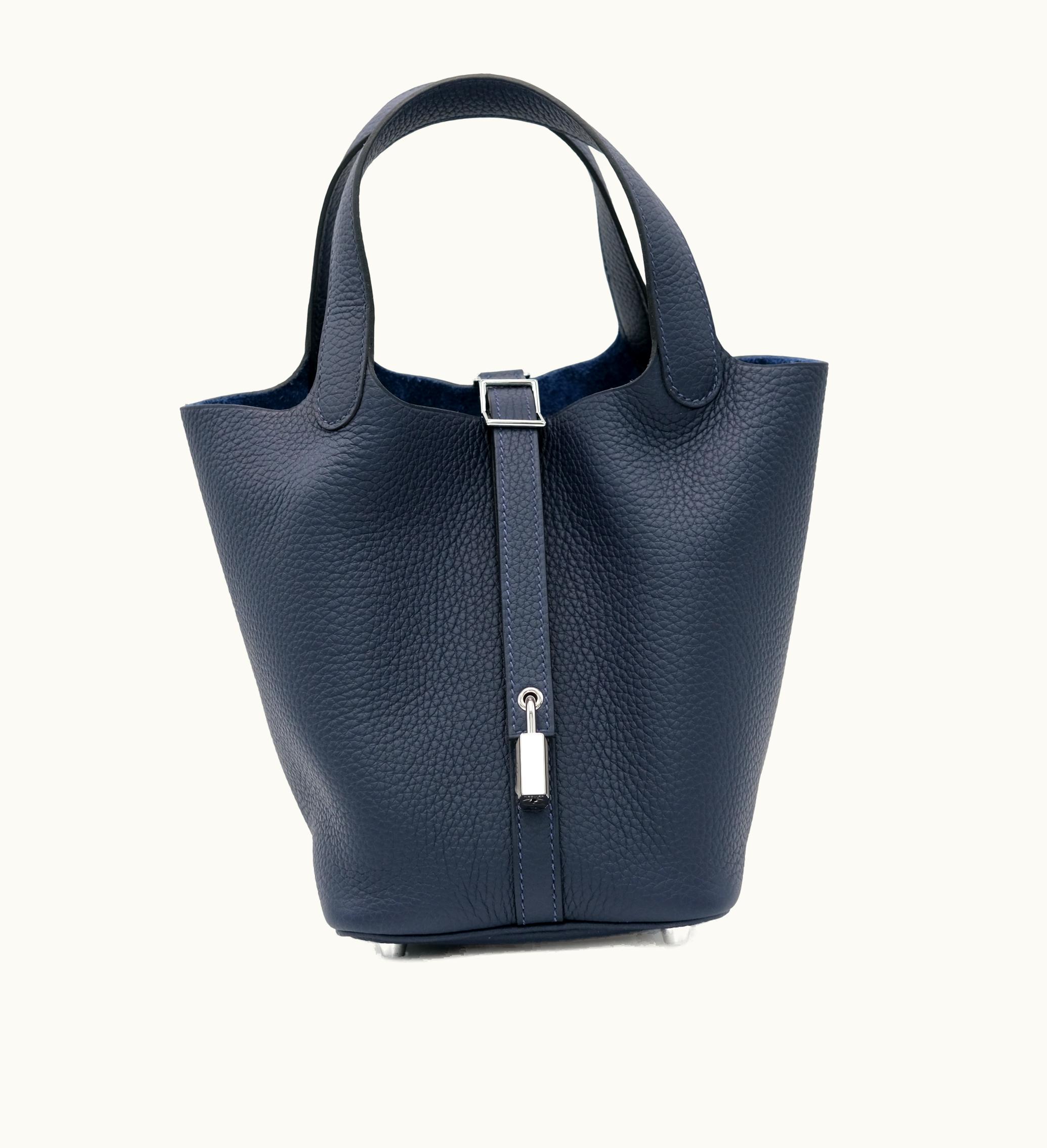 Hermès Hermès 2022 Hermès Picotin Lock 18 in Bleu Nuit Clemence with Palladium Hardware