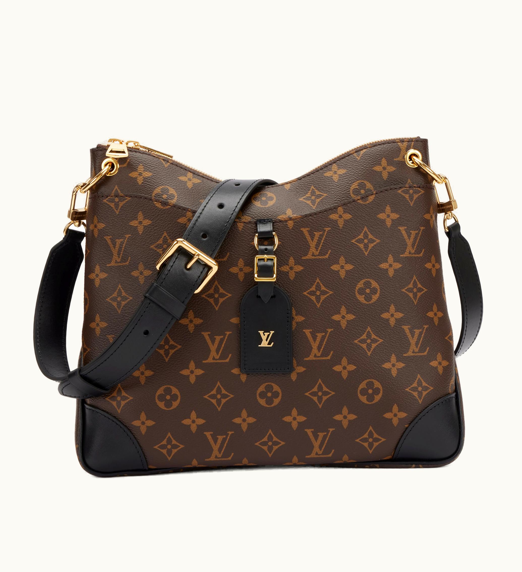 Louis Vuitton Louis Vuitton 2021 Edition - Louis Vuitton Odéon MM Gold Hardware crafted from Brown Monogram Coated Canvas and Black Cowhide