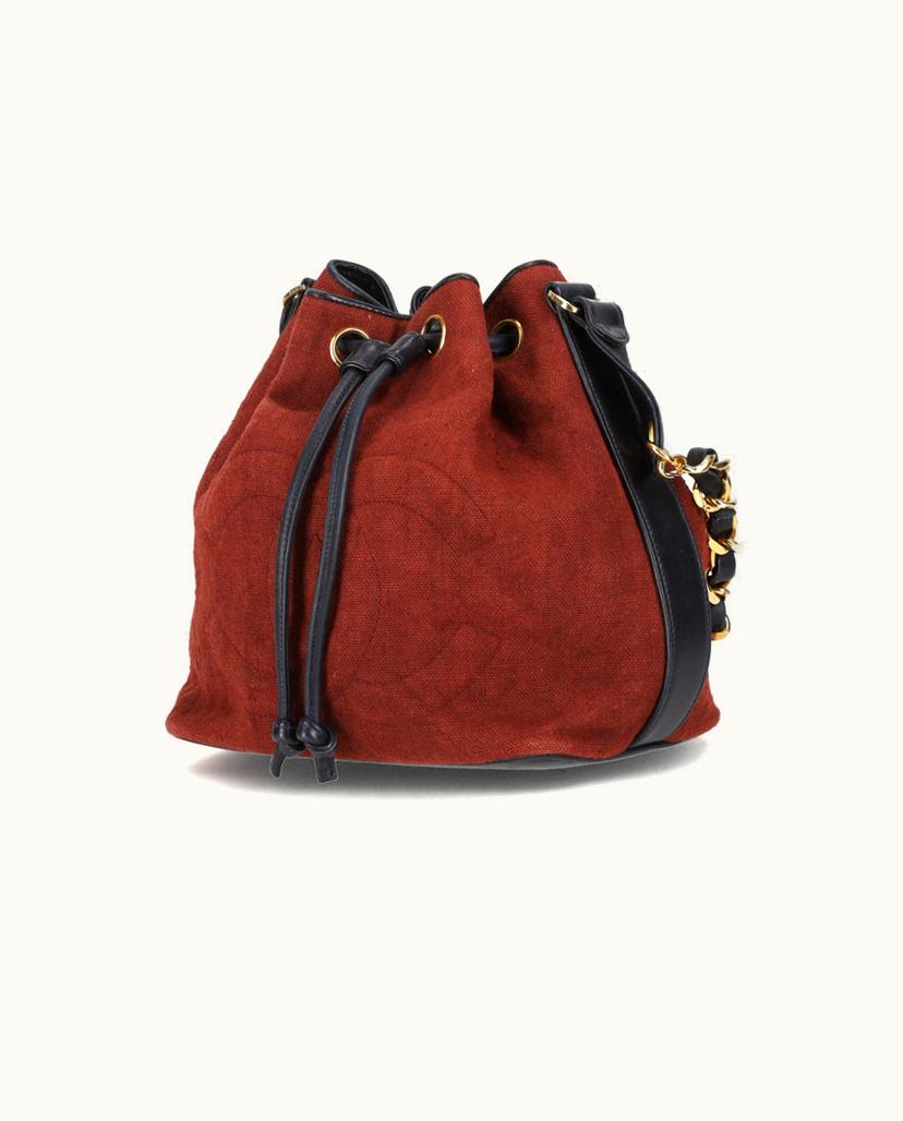 Chanel Chanel CC Linen Bucket Bag Red