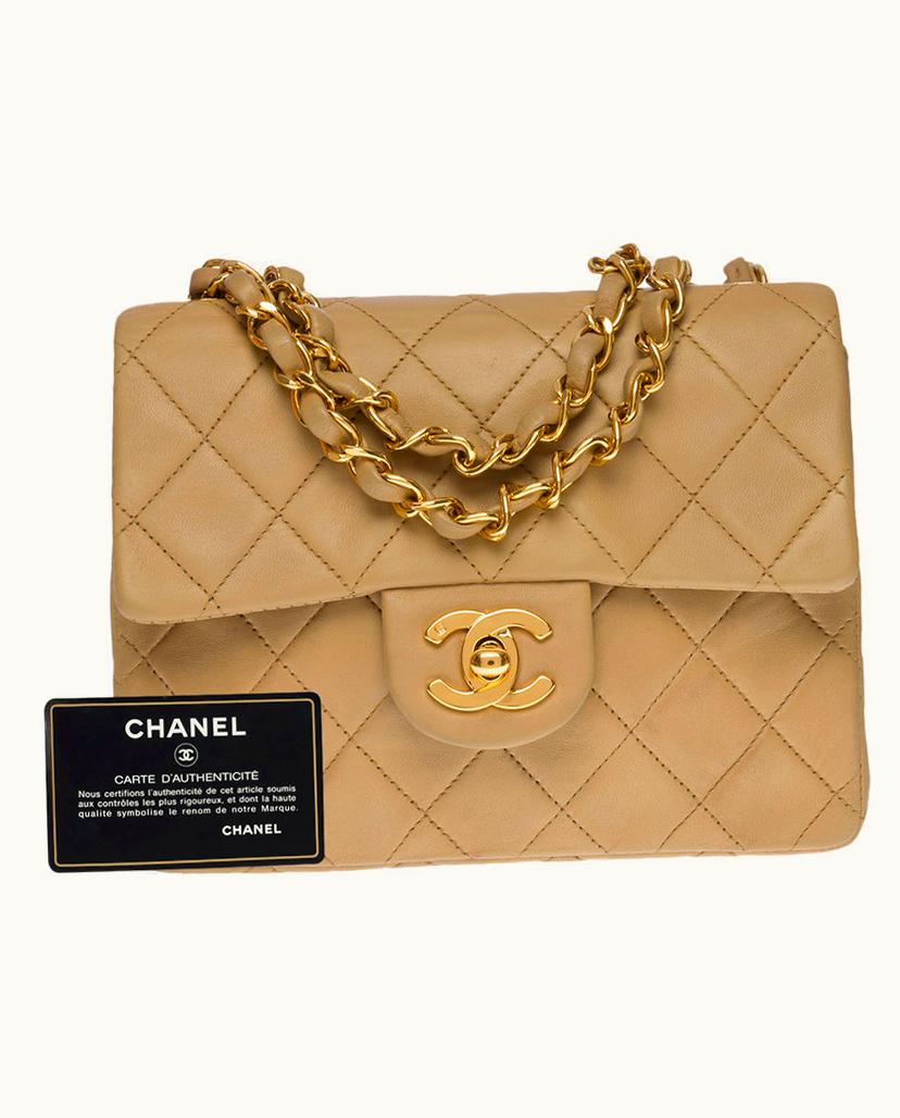 Chanel Chanel Women's Timeless Mini Square Leather In Beige