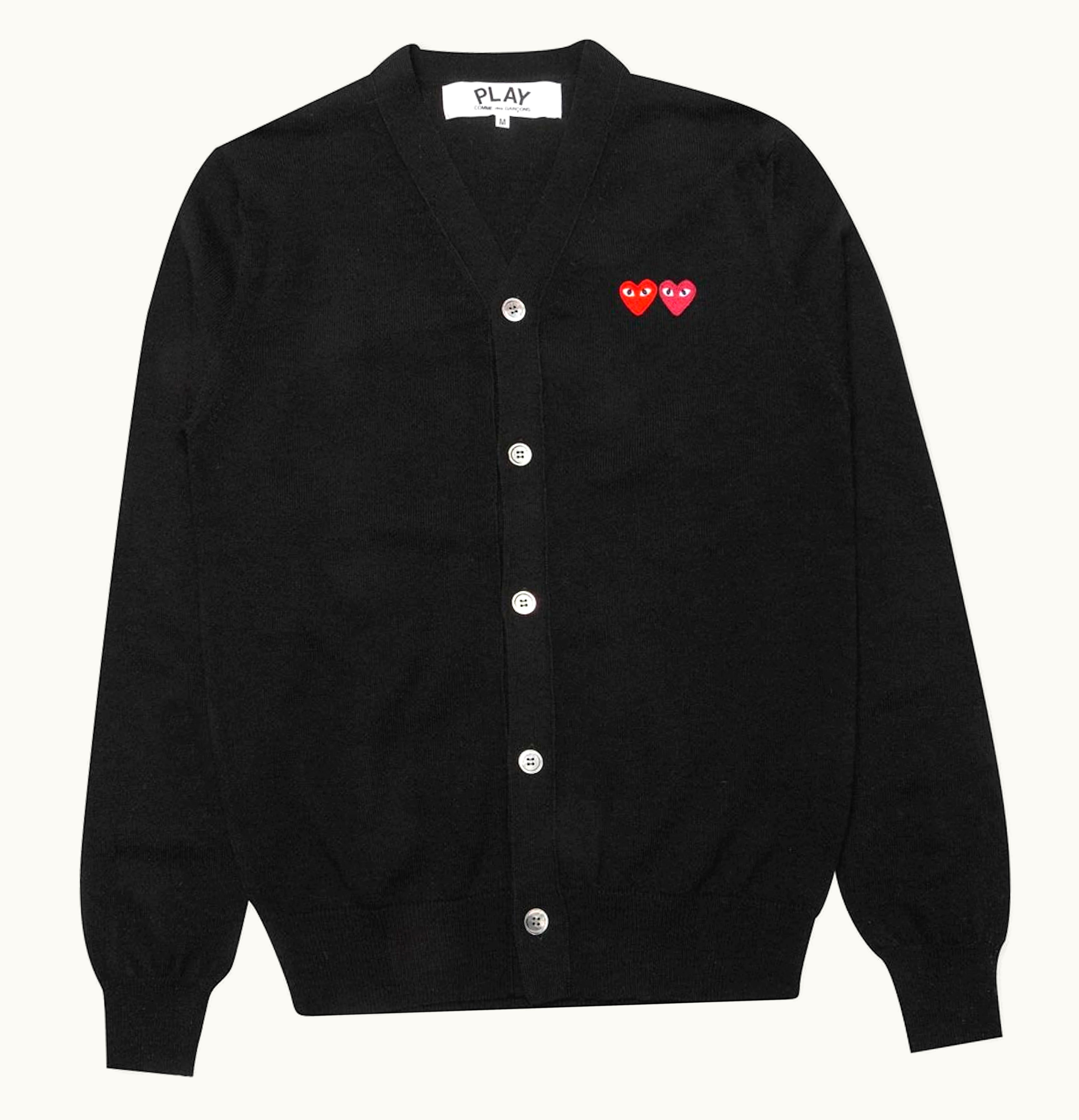CDG Play Comme des Garcons PLAY Double Heart Cardigan Sweater Black