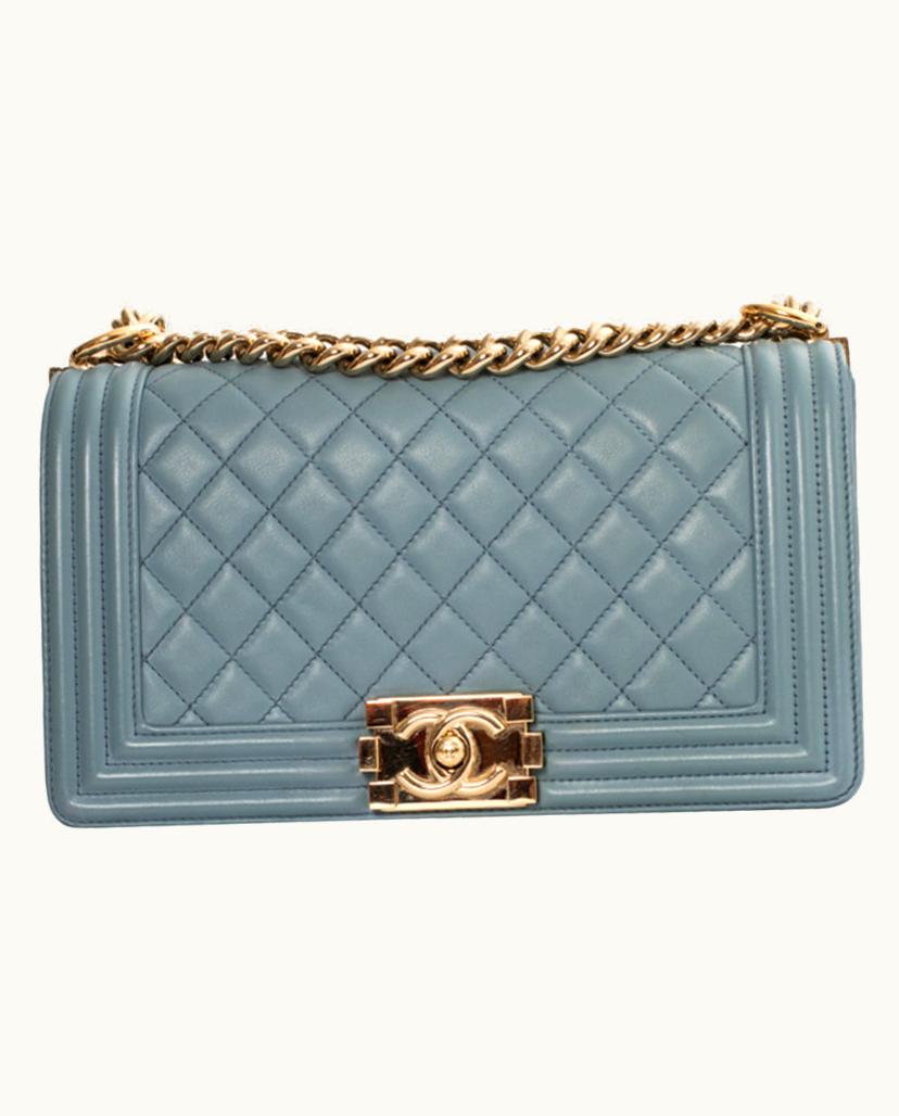Chanel Chanel Boy Bag Leather Blue Gold Hardware