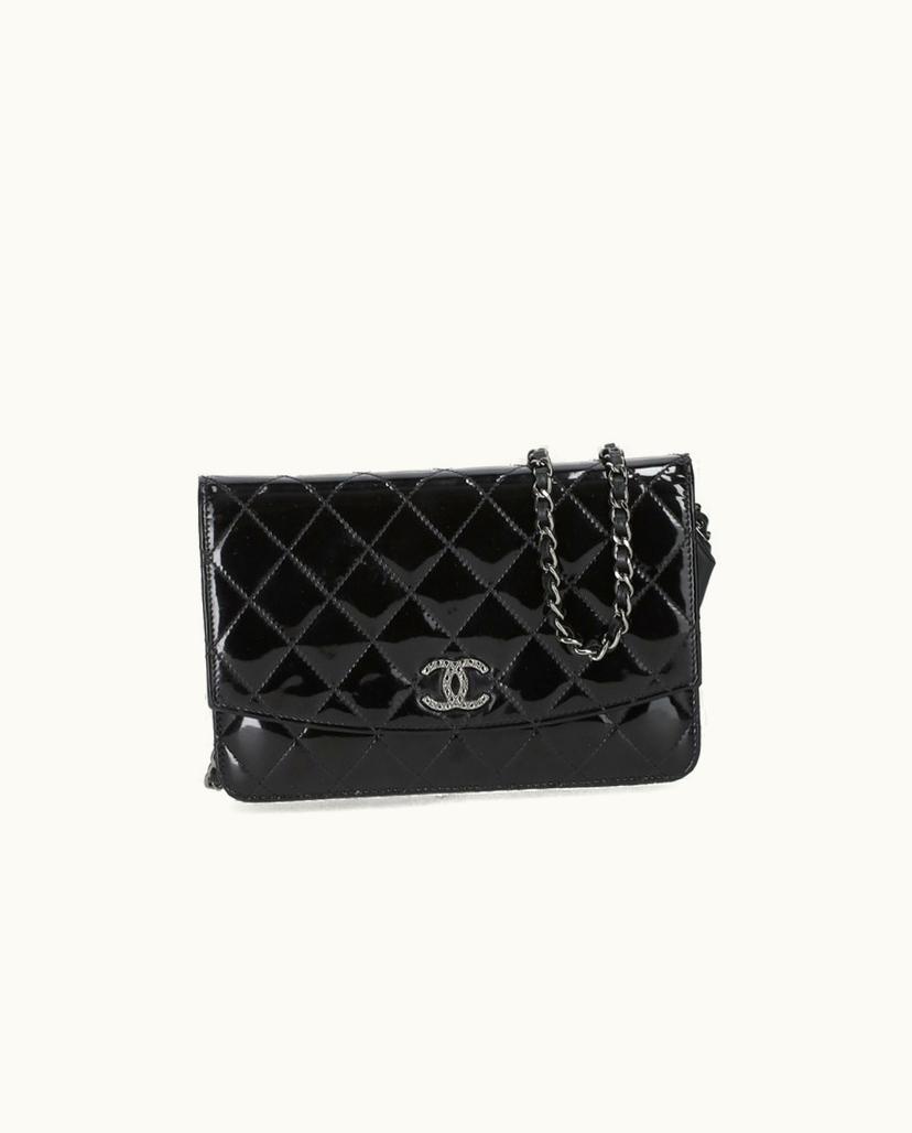 Chanel Chanel Vintage Wallet On Chain Patent Leather In Black