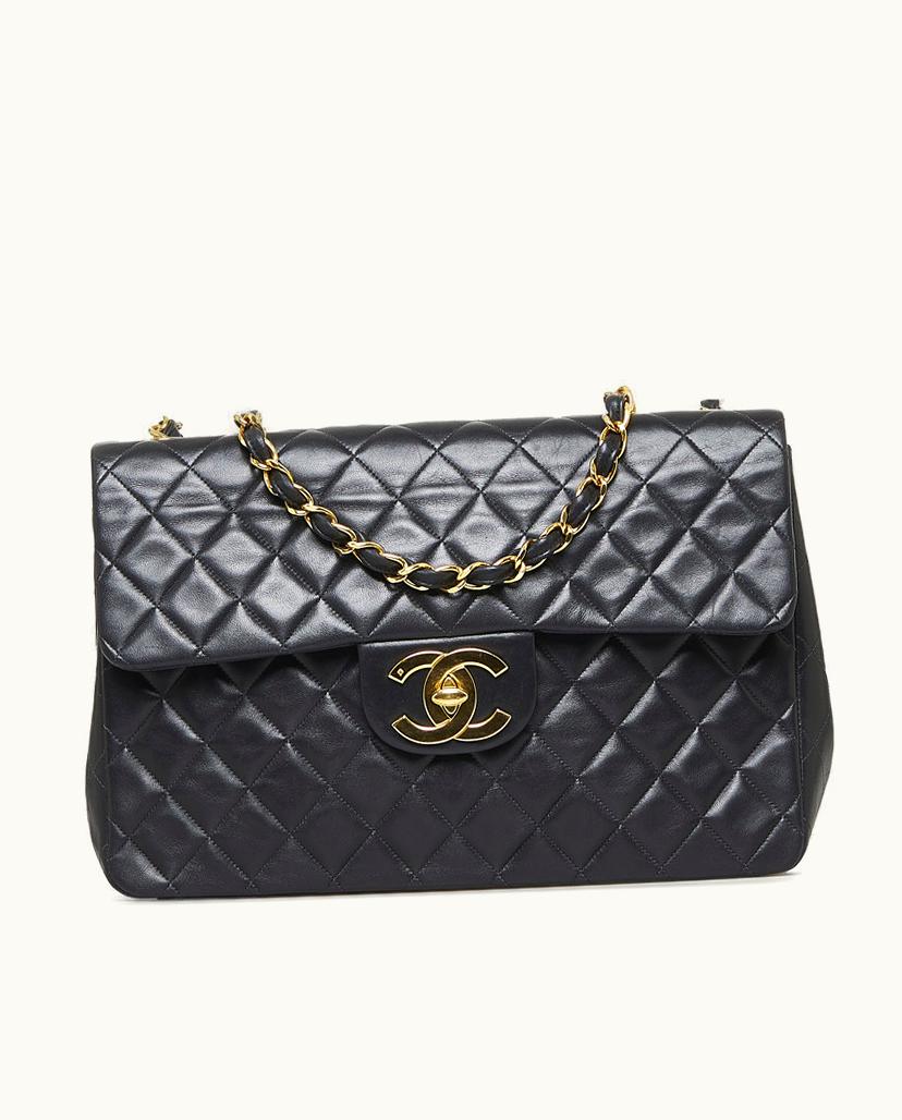 Chanel Chanel Classic Maxi Lambskin Flap Shoulder Bag Black