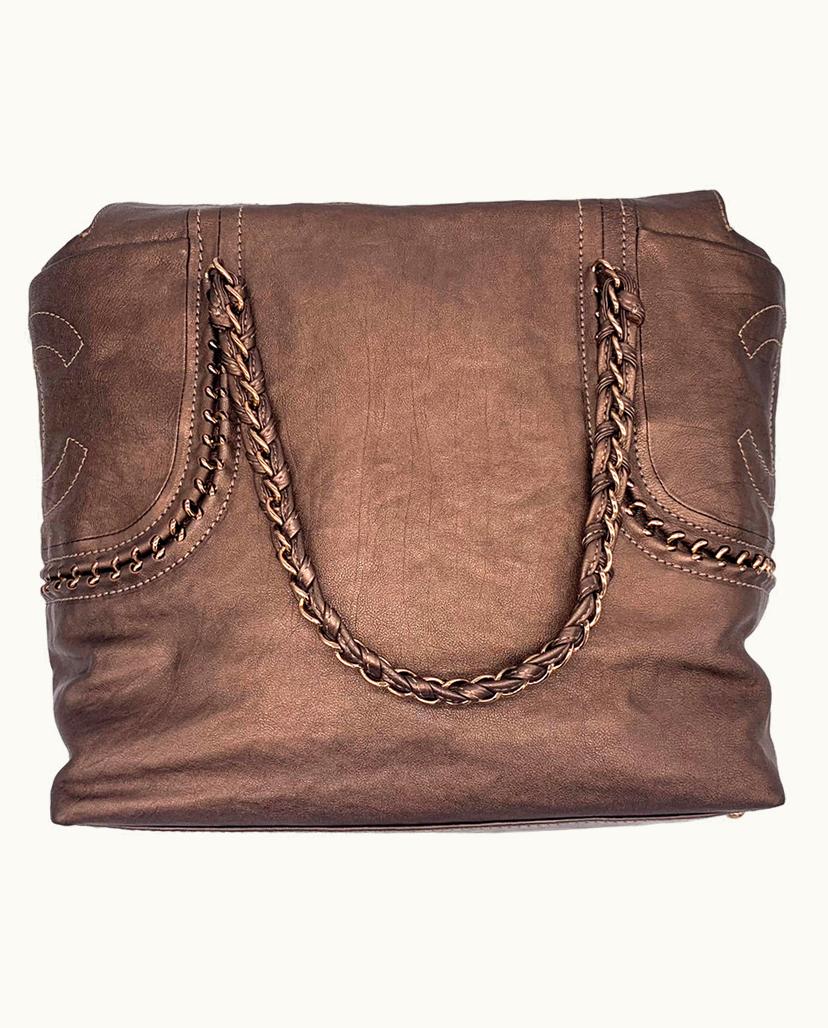 Chanel Chanel Model Shopper Leather Tote Metallic Bronze