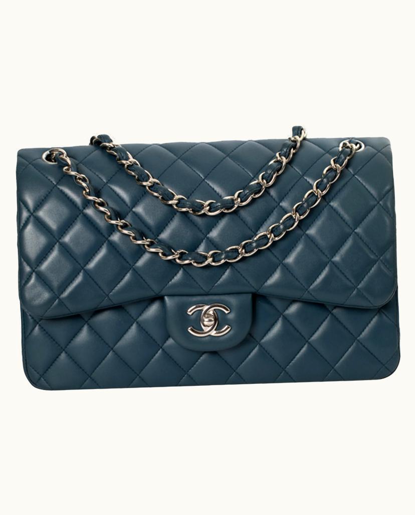 Chanel CHANEL Timeless Flap Bag Leather Blue