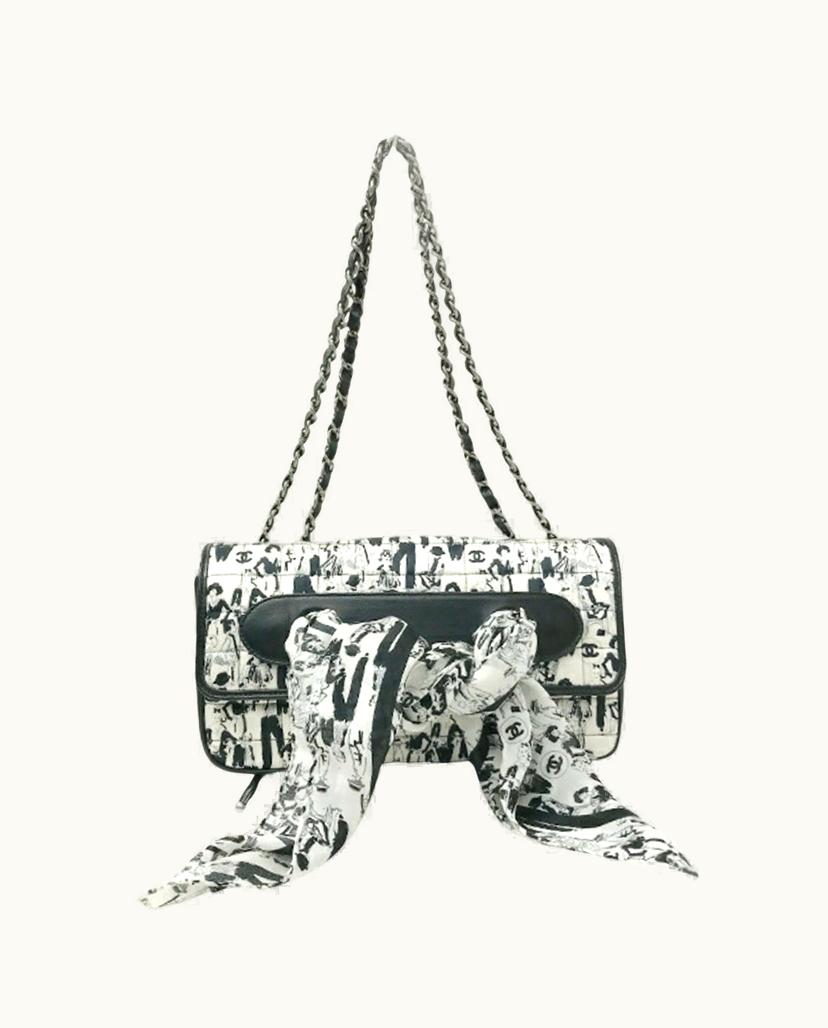 Chanel Chanel Scarf Leather Handbag in Black