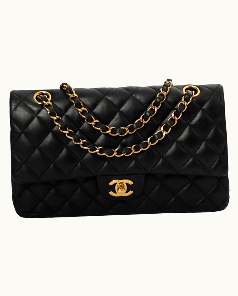 Chanel Chanel Timeless Flap Bag Leather Black Burgundy Gold