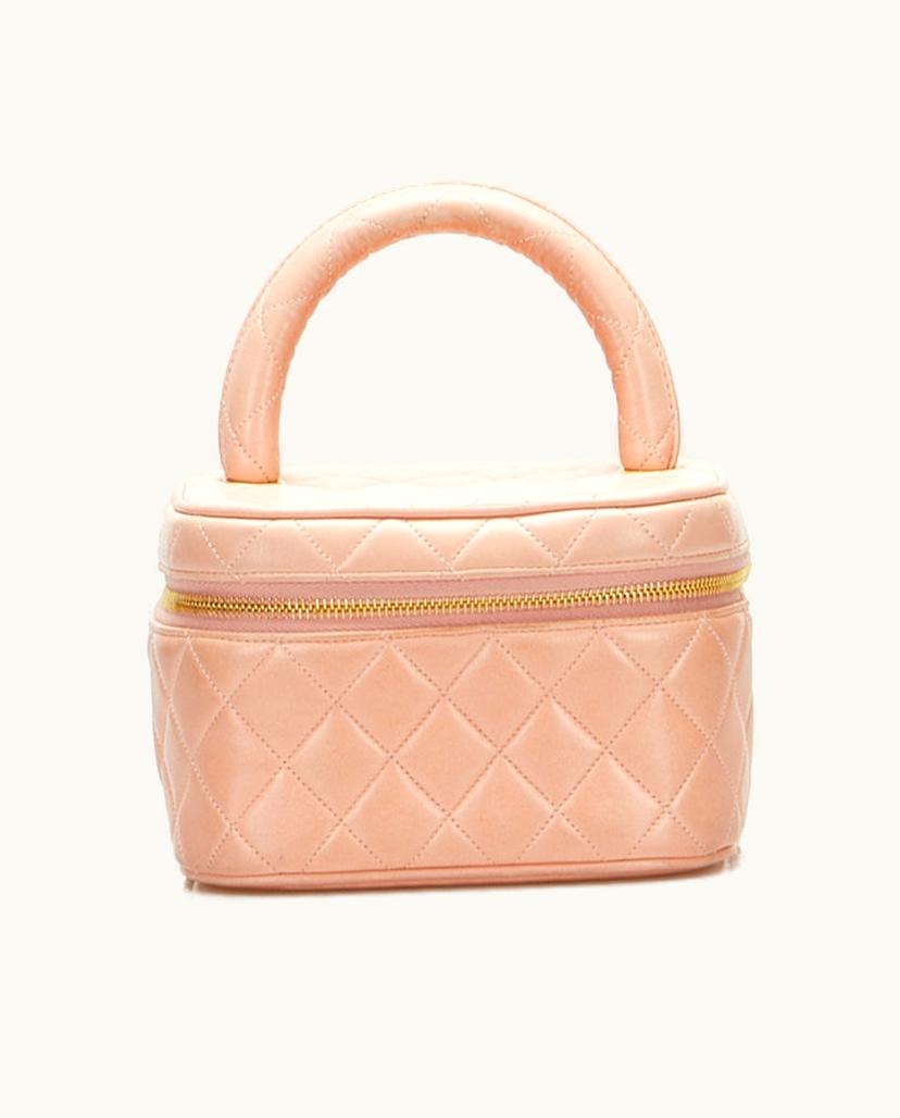 Chanel Chanel Vanity Bag CC Matelasse Lambskin Leather Pink