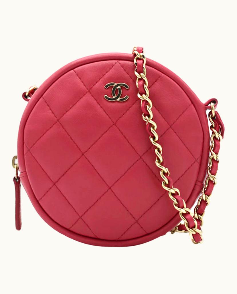 Chanel Chanel Women's Round Classic Chain Clutch Leather In Fuchsia