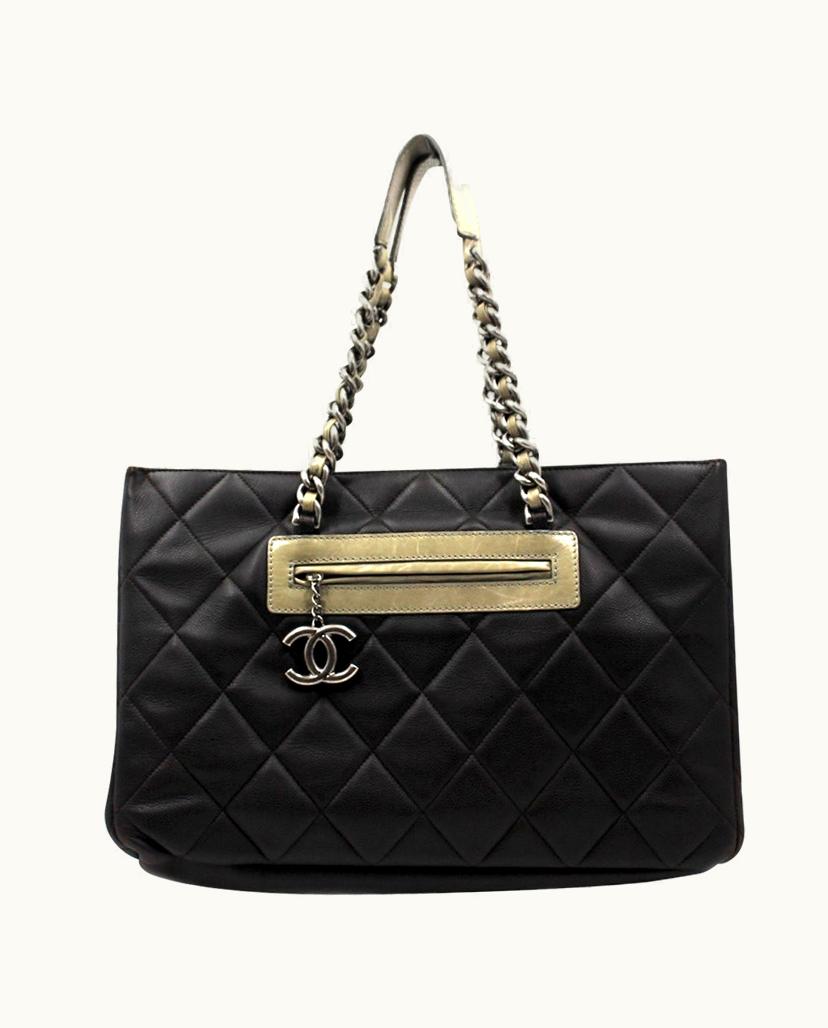 Chanel Chanel Women's Shopper Leather In Dark Brown