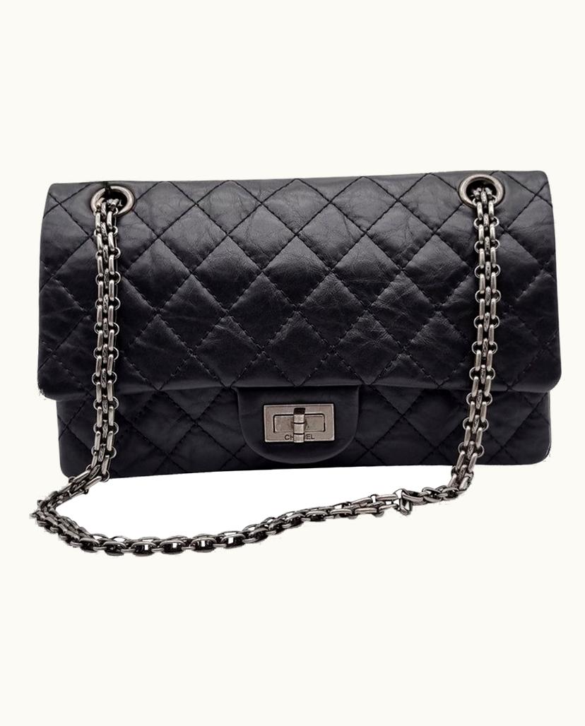 Chanel Chanel 2.55 Classic Leather Shoulder Bag in Black