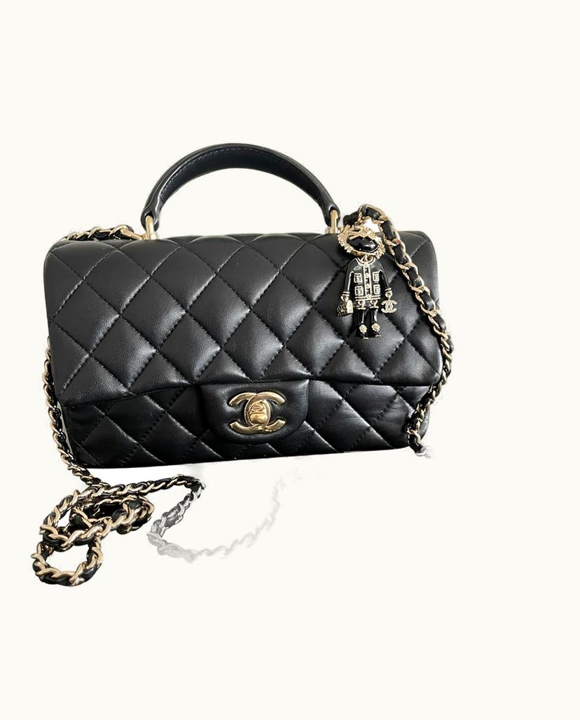 Chanel Classic Flap Bag Women's Top Handle Leather In Black