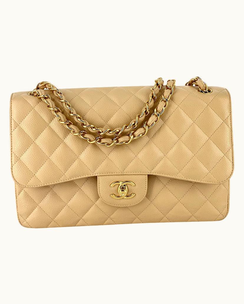 Chanel Chanel Jumbo Double Flap Bag Calfskin Beige