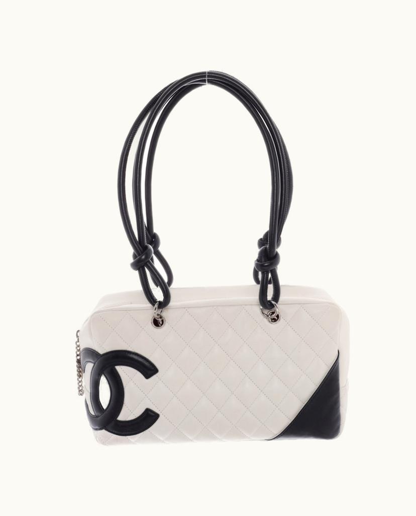 Chanel Chanel Cambon Bag Leather Handbag Black and White